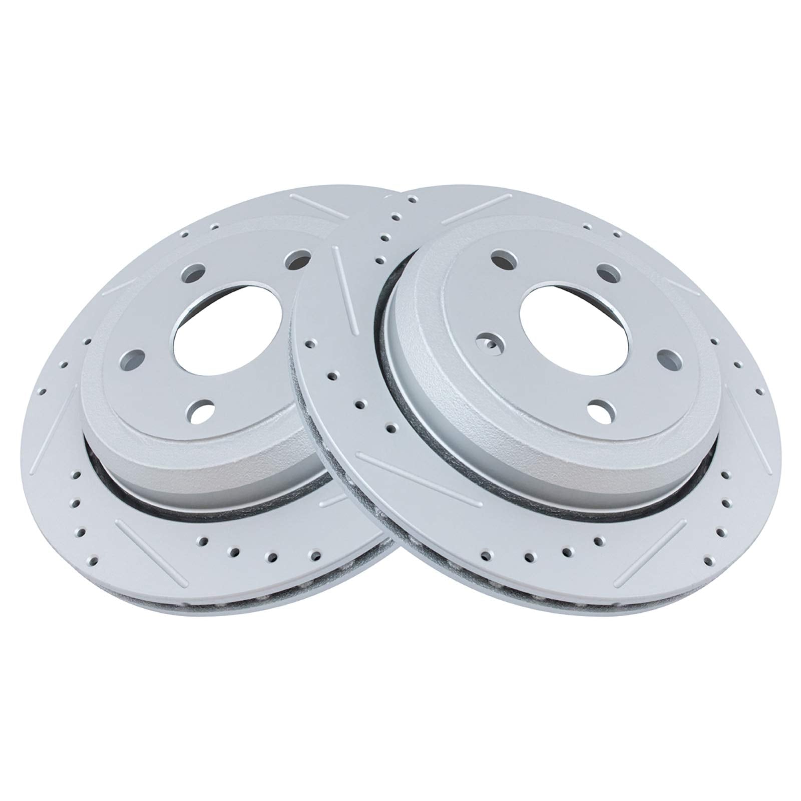 Trq Rear Performance Brake Rotors Set Vented Premium G-Coated Cross Drilled & Slotted Compatible With 2011-2021 Dodge Durango Je