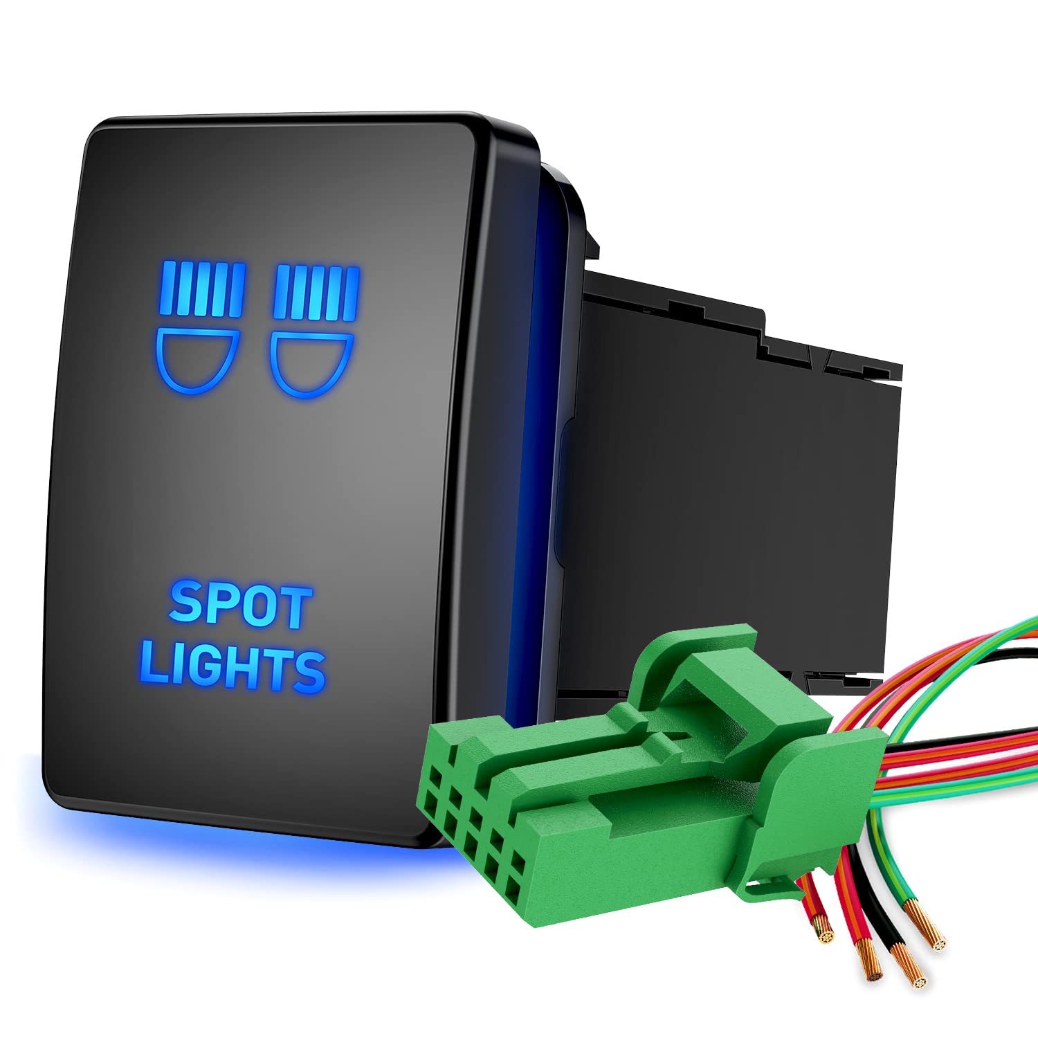Nilight Spot Lights Push Button Switch 12V ON Off with Connector Wire Kit 1.28'' x 0.87'' Replacement for Toyota Sequoia Highlan