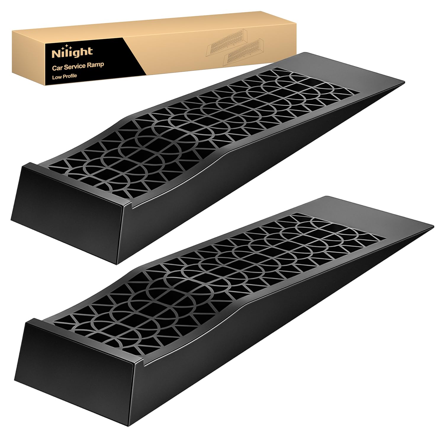 Nilight Low Profile Car Ramps, Portable Drive on Service Ramp for Support Jack Vehicle Maintenance, 10,000lb GVW Capacity, 2 Pac