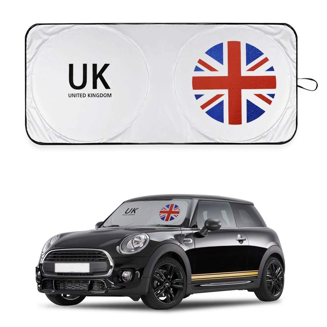 Jjhm Mini Cooper Windshield Sunshade Union Jack Accessories For R55 R56 R57 R58 R59 R60 R61 F54 F55 F56 F60 (2007-Up ), 59 X 27.