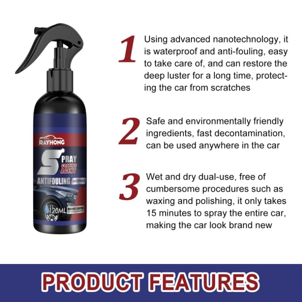 5Pc New Multi-Functional Coating Renewal Agent, 3 In 1 Ceramic Car Coating Spray, Plastic Parts Refurbish Agent, Fast-Acting Coa