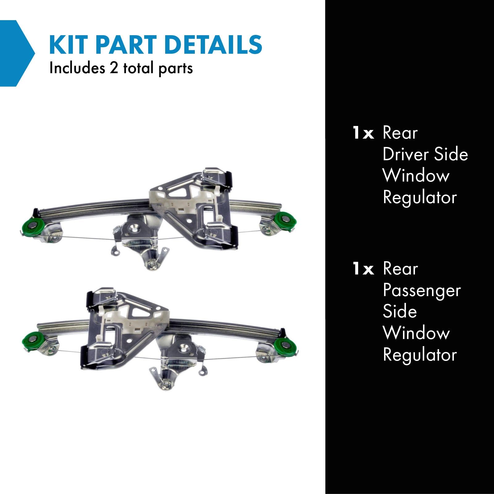 Trq Rear Power Window Regulator Set Compatible With 2003-2007 Cadillac Cts