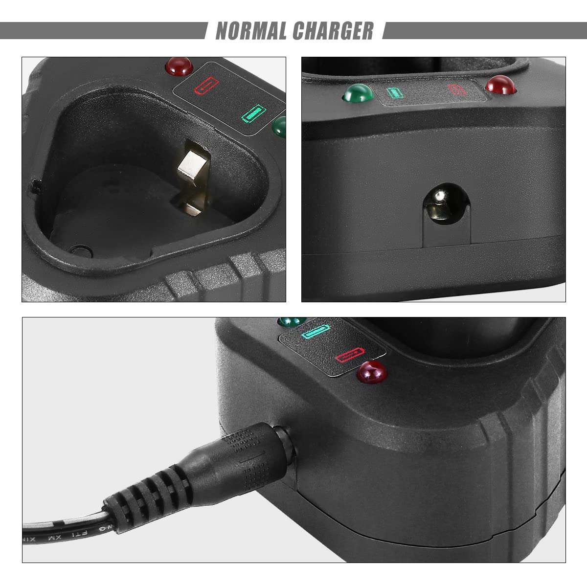 Dna Motoring Tools-00179 12V Lithium Ion Battery Normal Charger W/Led Indicator , Black