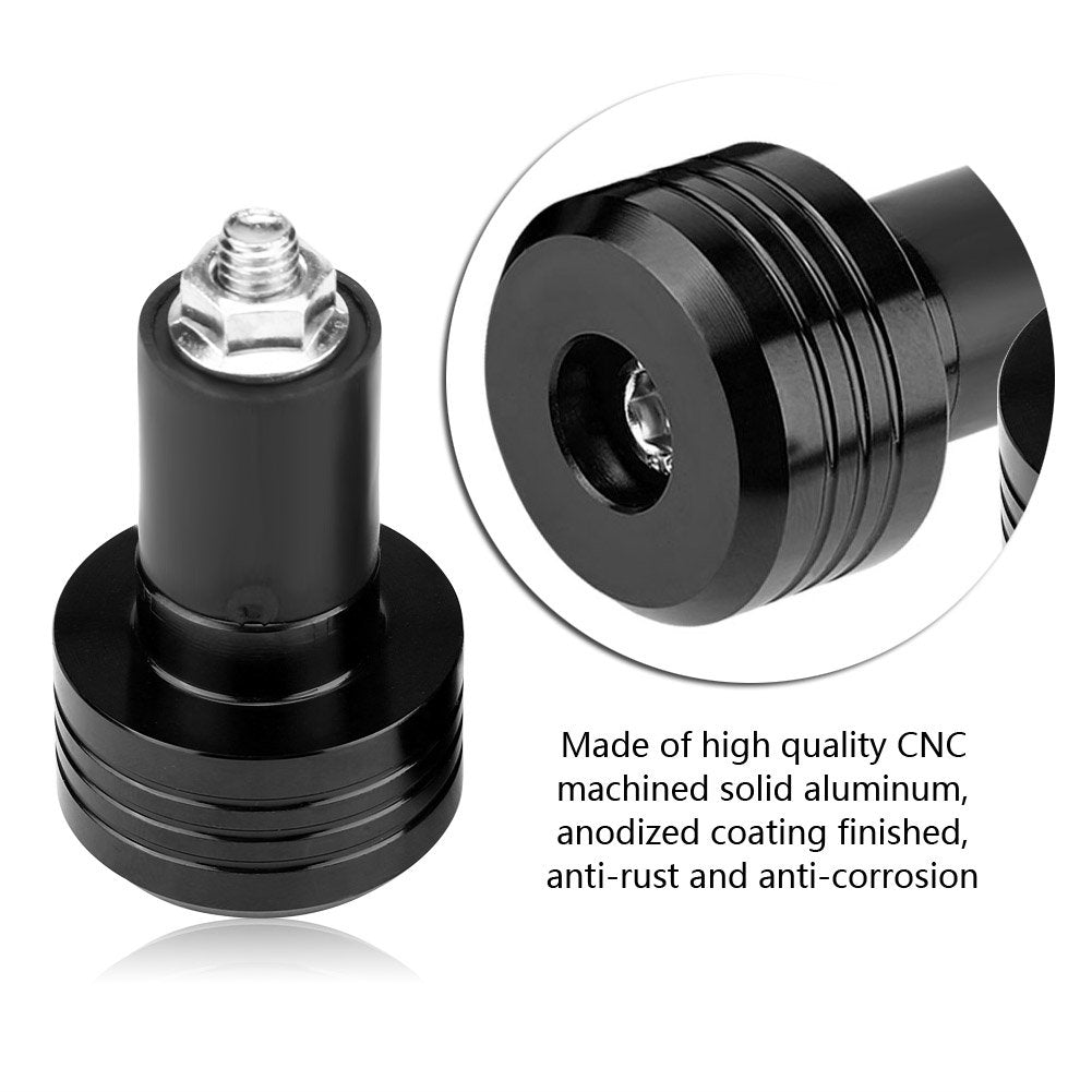 Pair Of 22Mm Universal Aluminum Motorcycle Grip Handlebar Ends Weight Balance Plug Black Universal Handlebar Weight Motorbike Motorbike Handlebar Ends Embout Guidon Moto Bar End Weights For Motorcycle