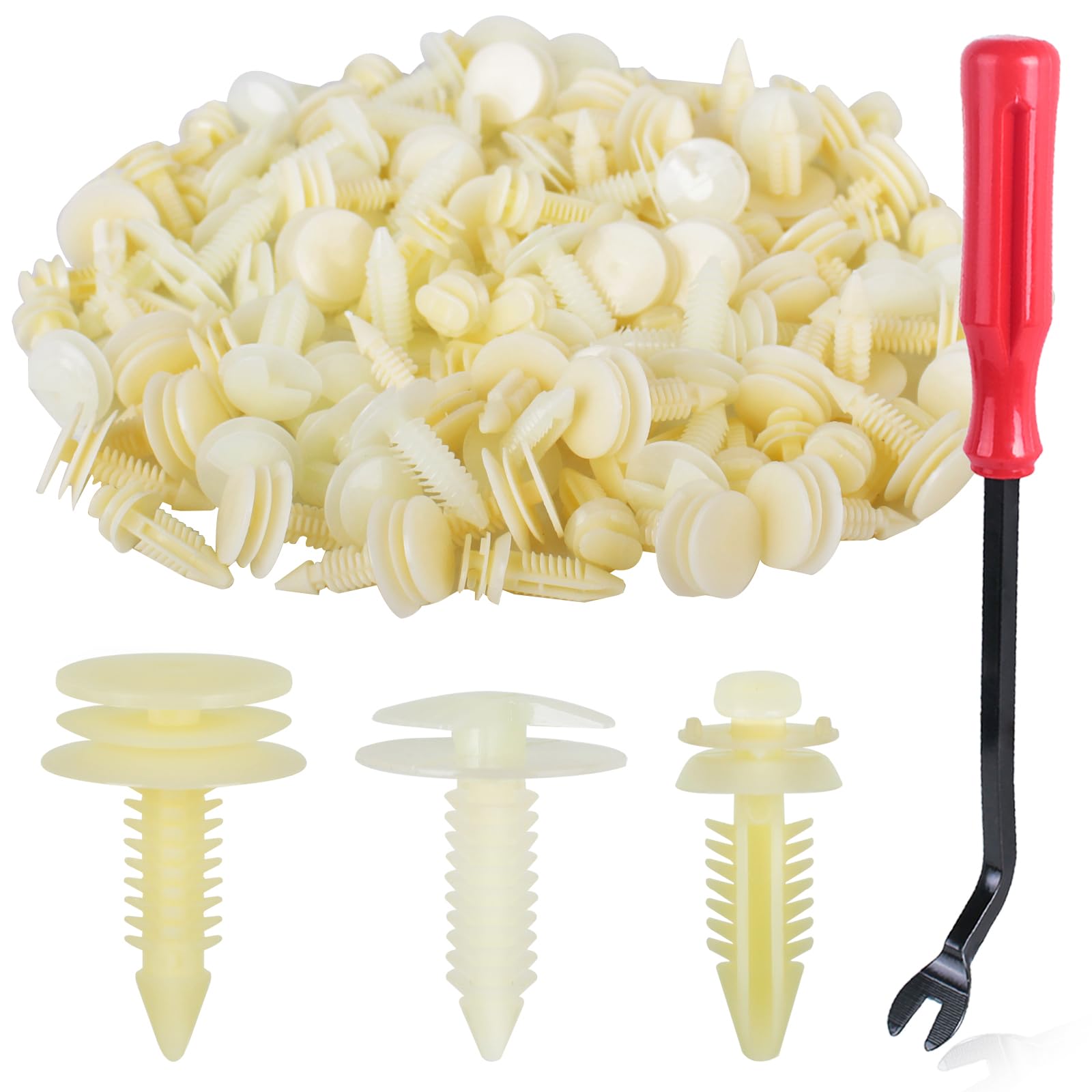 Xislet 120pcs 15545202 Front Door Trim Panel Retainers Clips with 10153057/363137 Door Panel Fastener Rivet Included Tool Compat