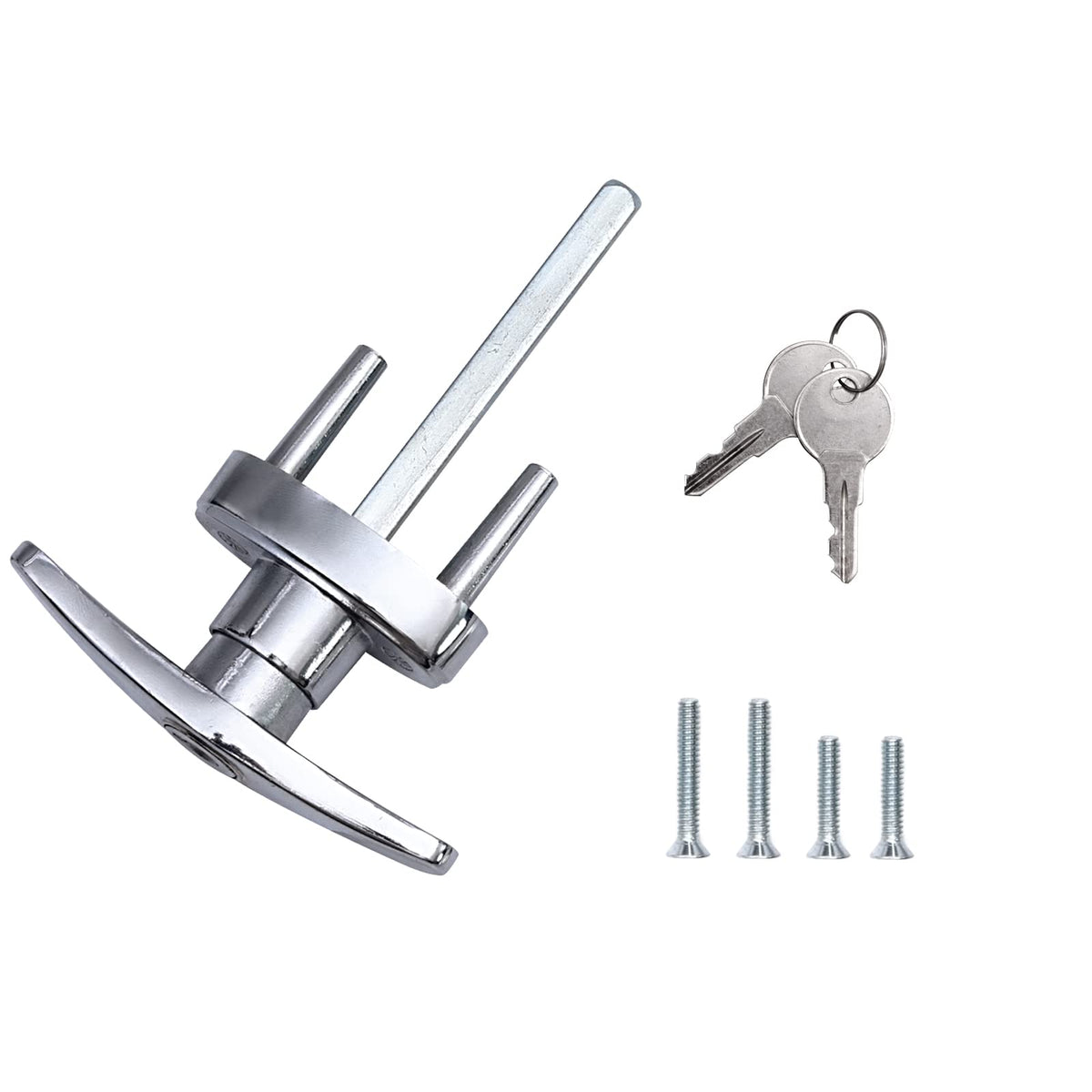 Wedelweib Garage Doors T Handle Lock With 2 Keys And 2 Set Mounting Bolts Replacement For Garage Door Locking T Handle Fits 1-3/8' Through 2' Thick Doors(Random Keyed)