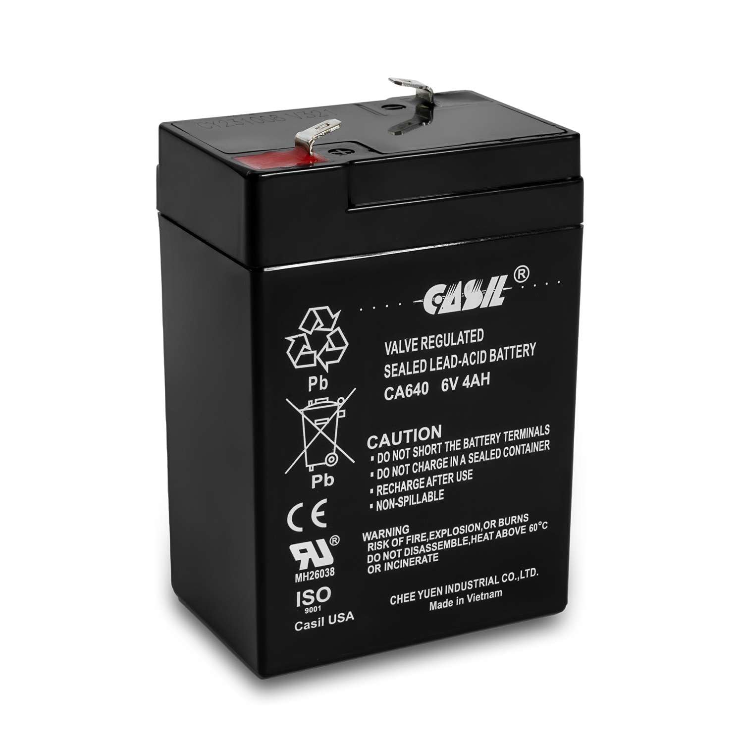Casil 6 Volt 4 Ah Rechargeable Sla Agm Battery For Deer Feeder Exit Sign, 6V Battery Power Wheels Replace 6 Volt 4.5 Amp Ca640