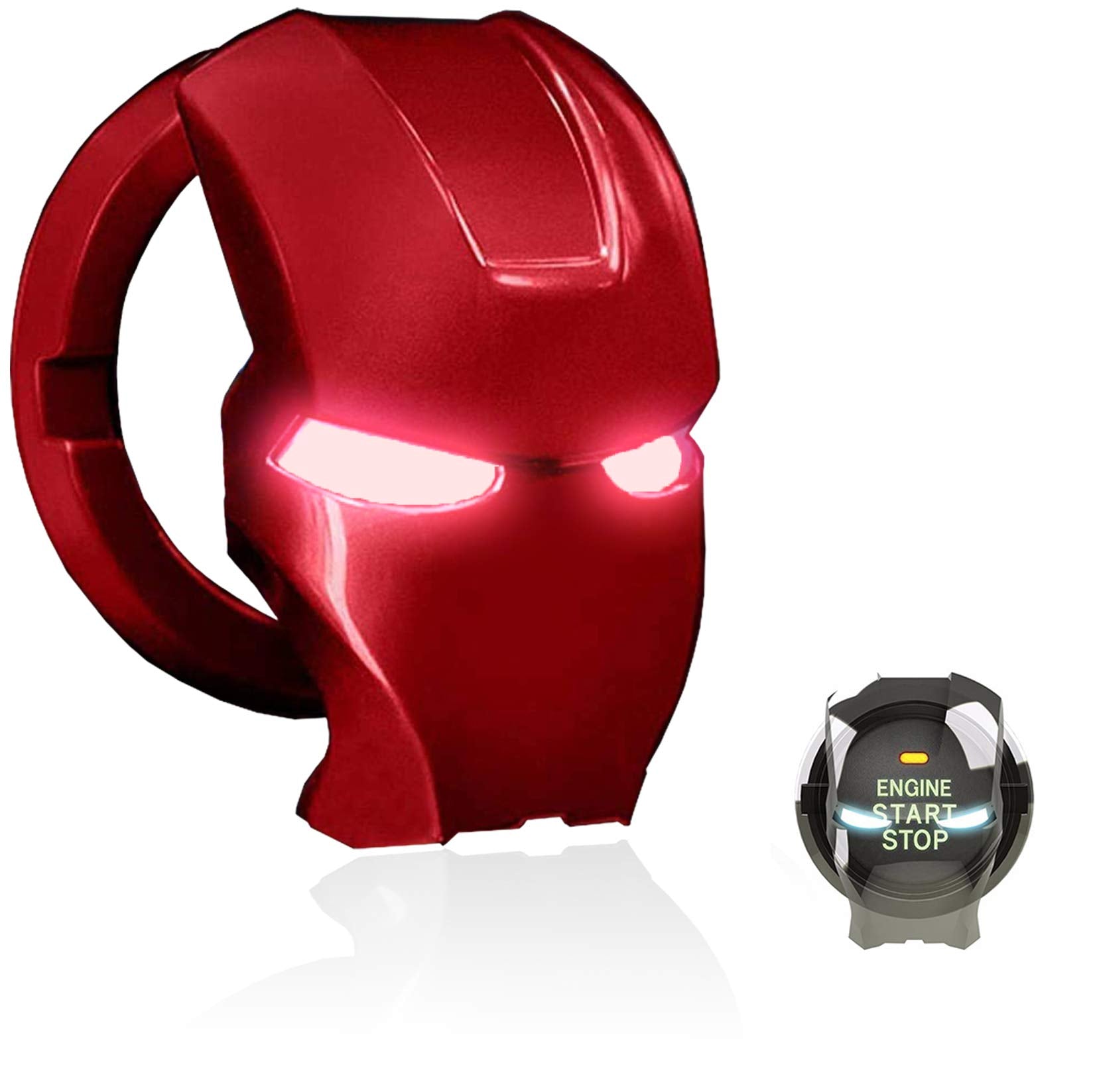 Car Engine Start Stop Button Cover Push To Start Button Ignition Cover Anti-Scratch Universal Aluminum Alloy Button Decoration Stickers For Cars(Red)