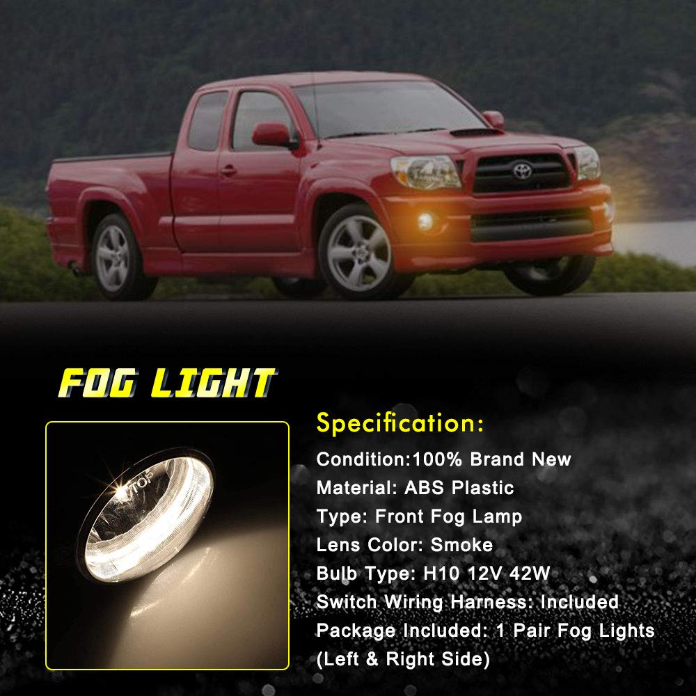 Driving Fog Lights for 2004-2006 Toyota Solara 2007-2012 Toyota Tundra 2005-2011 Toyota Tacoma with Universal Wiring Harness and