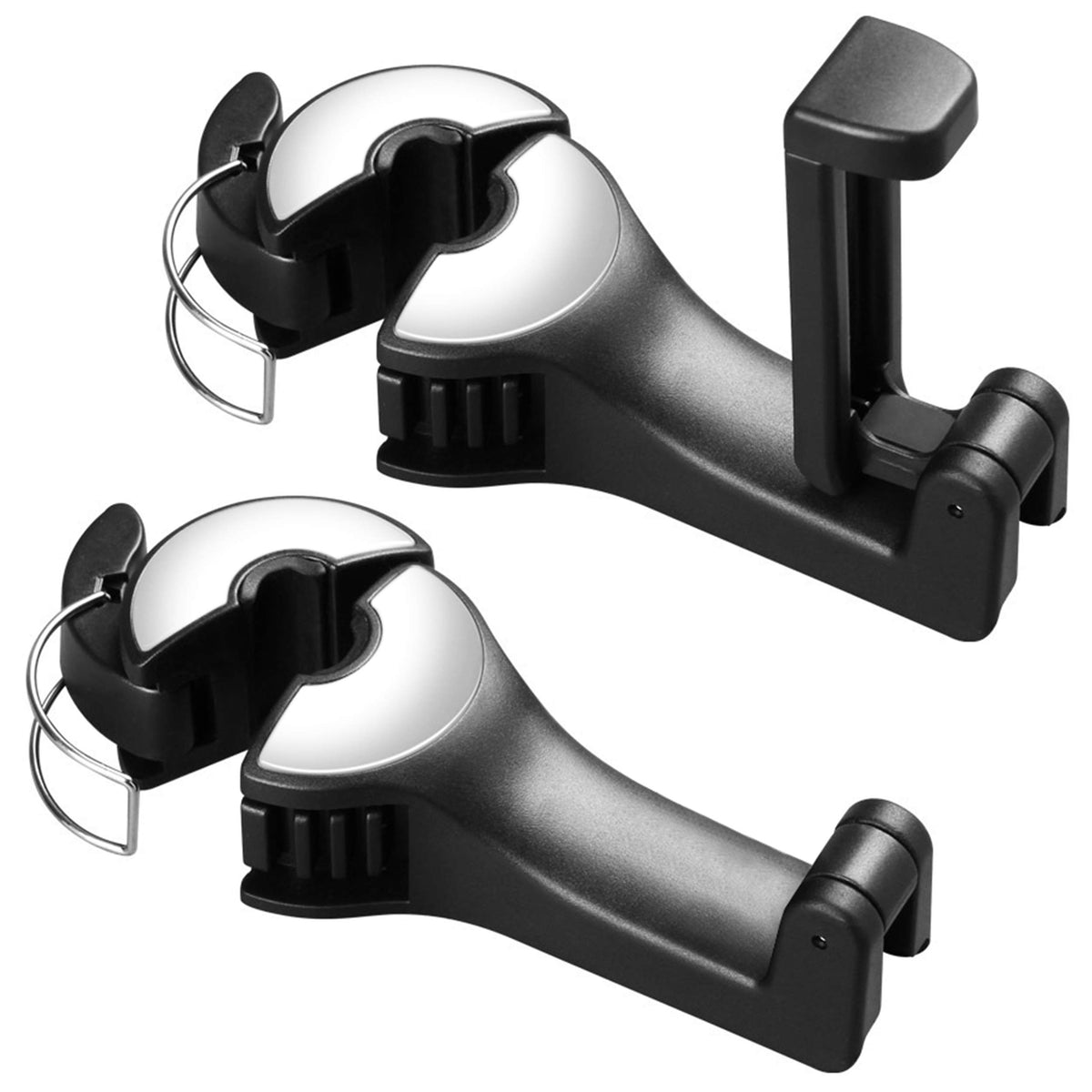 2 In 1 Car Seat Hooks For Purses And Bags With Phone Holder,Automative Headrest Purse Handbag Holder Hangers Organizers,Falling Resistance, Quietness And Universal Fit