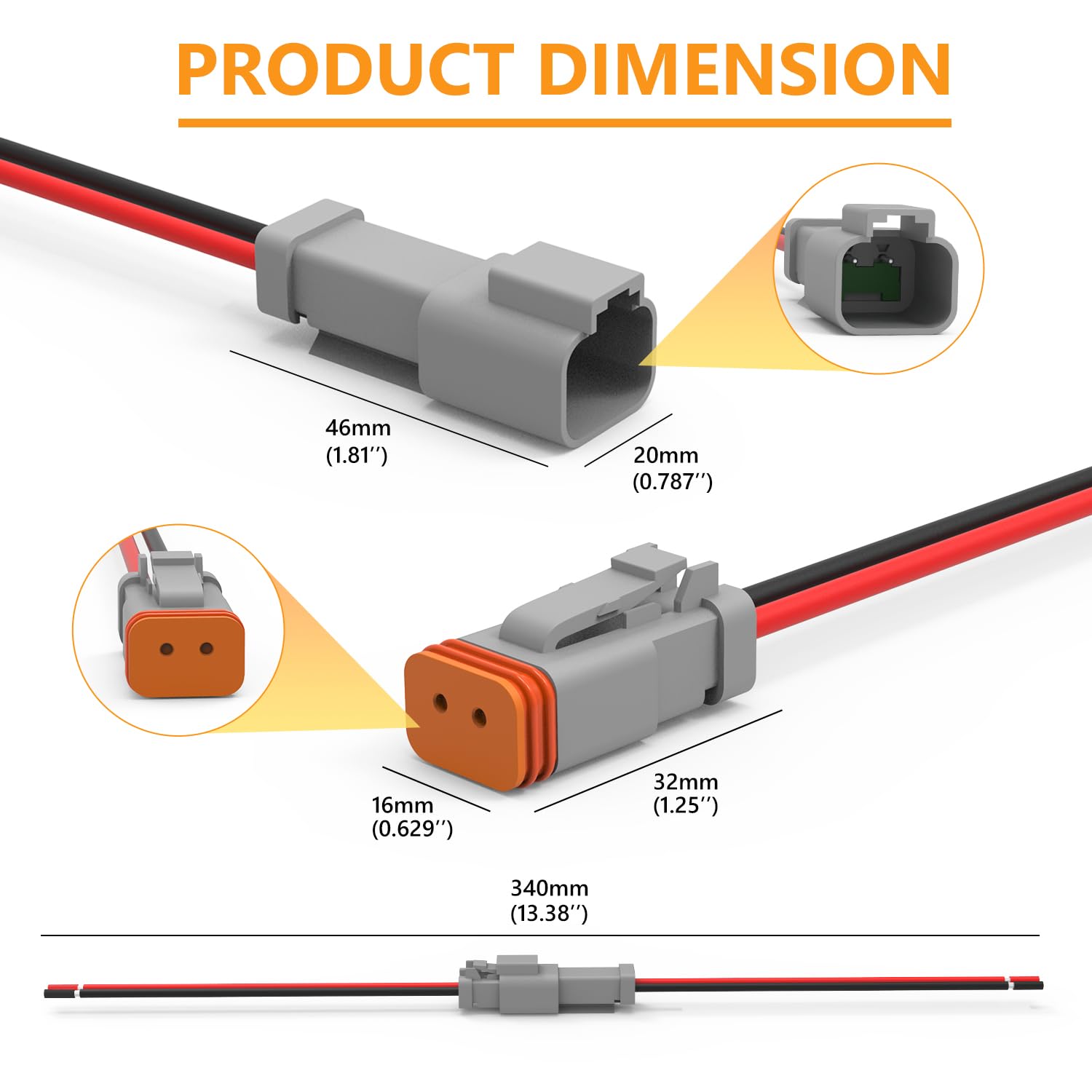 Newdeli Deutsch 2 Pin Connector Kit Waterproof Electrical Connector 16 Awg Male And Female Automotive Wire Connectors For Car Tr