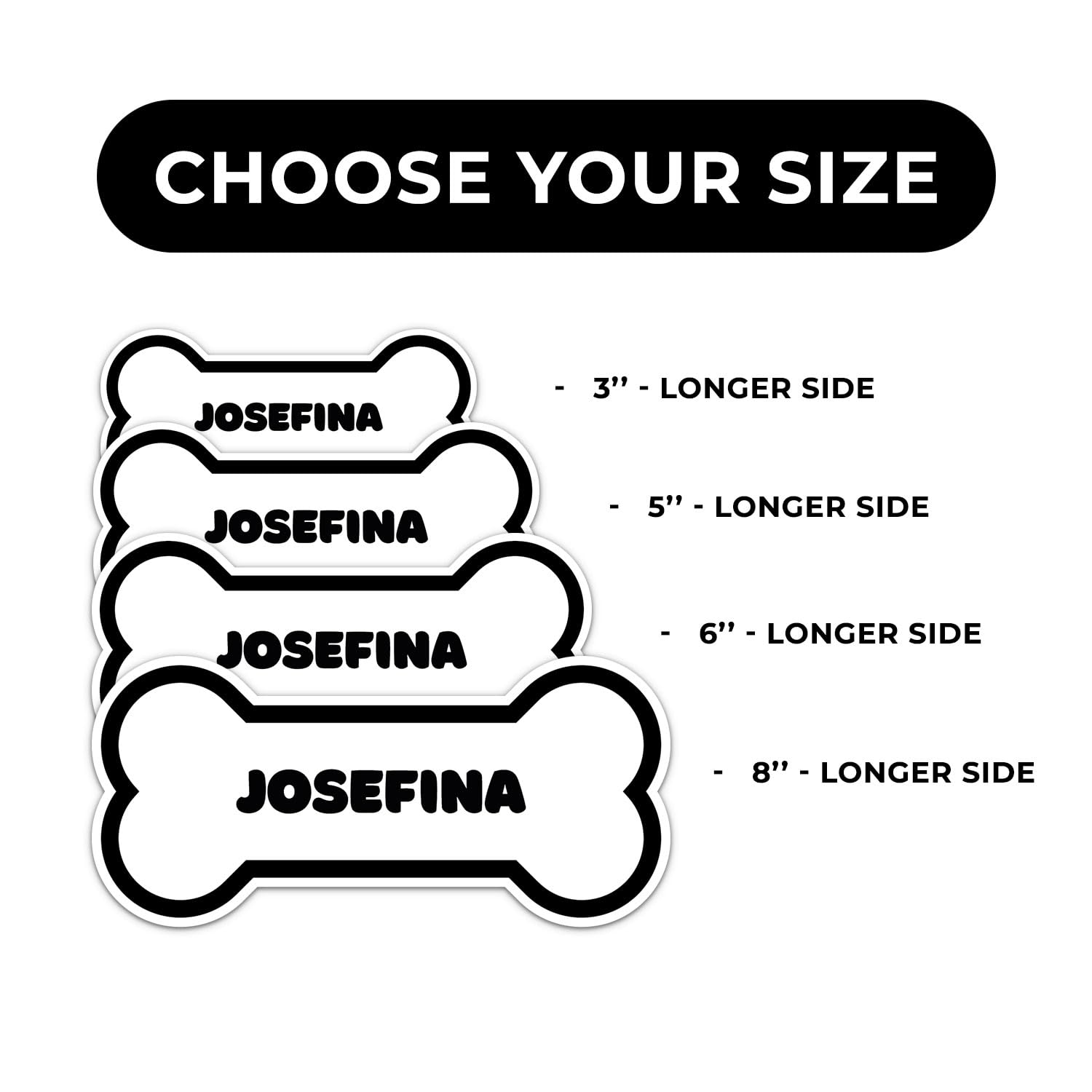 Josefina Dog Name Sticker - Waterproof Vinyl Decal For Car Bumper, Laptop, Water Bottle, Wall, And Window, Size - 6'' Longer Sid