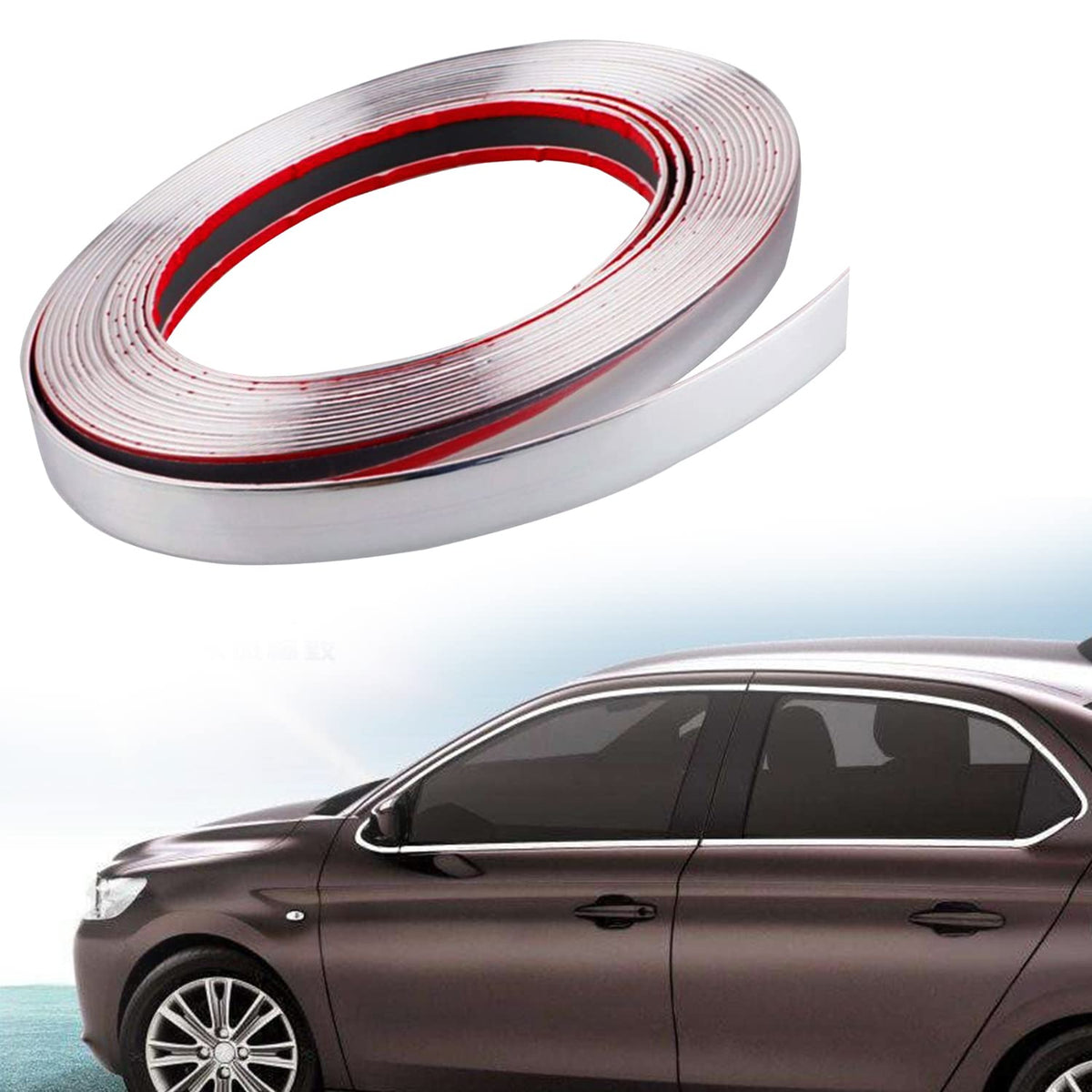 Jeseny 12Foot Automotive Chrome Trim Molding Self Adhesive - 1/2In(12Mm) Wide Car/Truck/Rv Side Body Chrome Moulding Trim Stripf