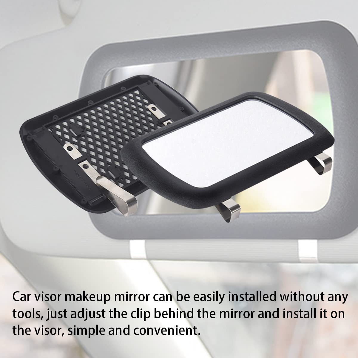 AUCELI Sun Visor Mirror, Car Makeup Vanity Mirror, Clip on Rear View Sun Shading Mirror for Women, Deluxe Portable Car Visor Cos
