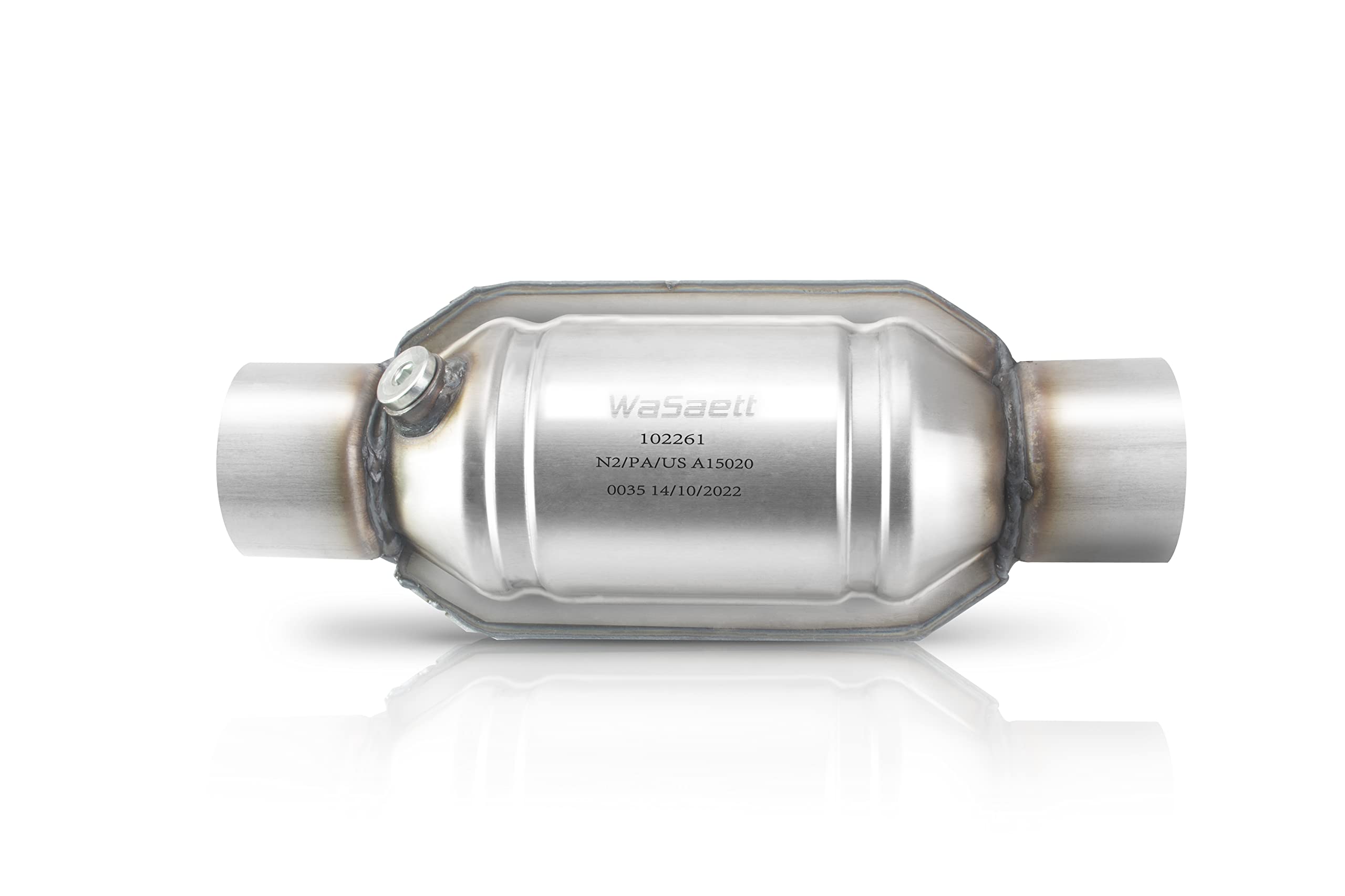 Wasaett 2' Catalytic Converter Universal 2 Inch Inlet/Outlet Cat Converter With O2 Port And Heat Shield (Epa Compliant)