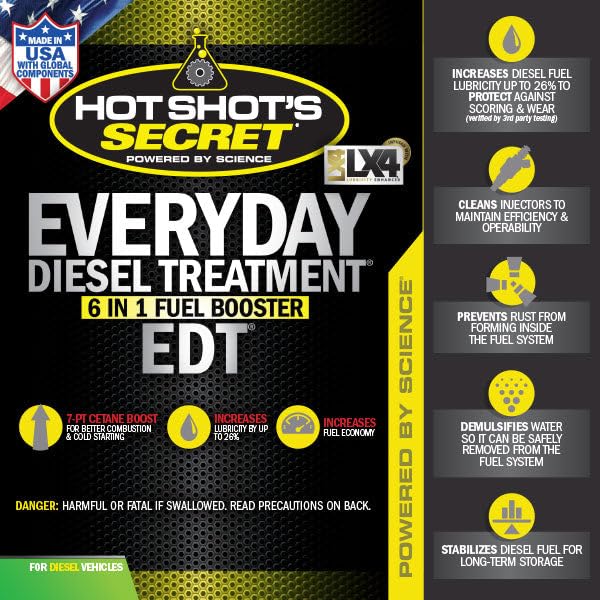 Hot Shot'S Secret Everyday Diesel Treatment 32Oz, 6-In-1 Diesel Additive - Injector Cleaner, Fuel System Cleaner, Fuel Additive Boosts Cetane