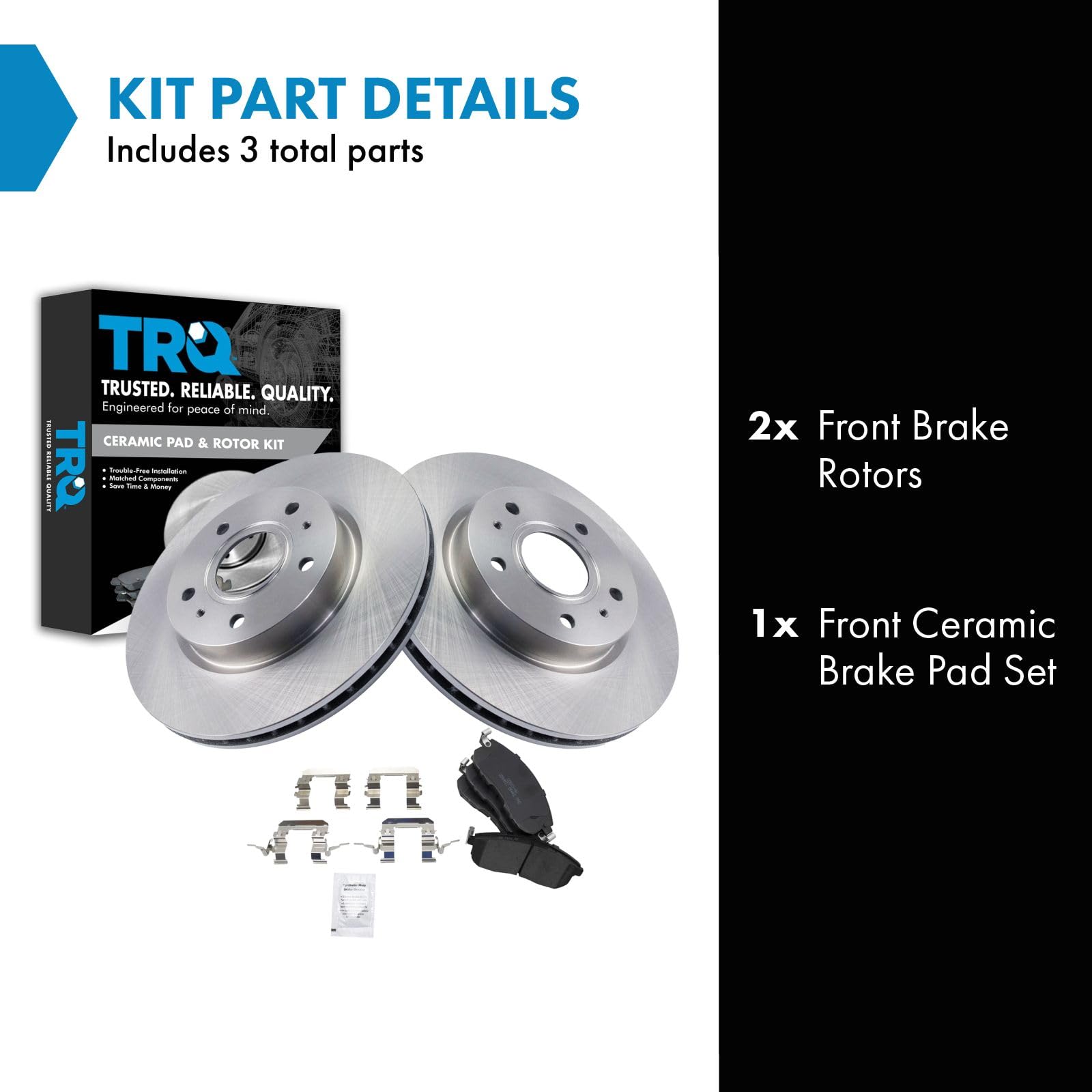 Trq Front Brake Pad & Rotor Kit Brake Pads Brake Rotor Ceramic Compatible With 2007-2013 Suzuki Sx4