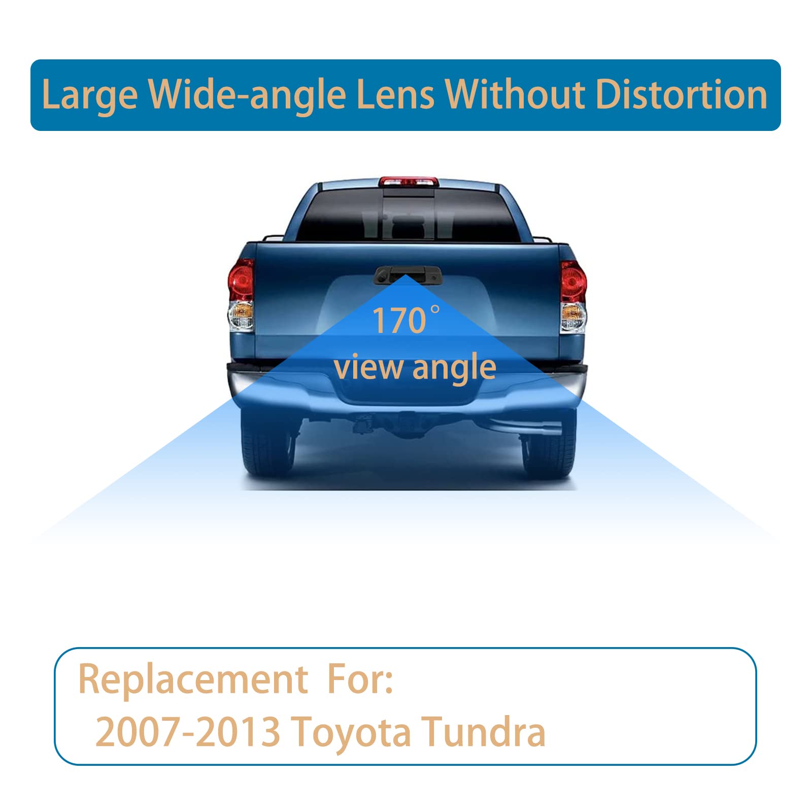 Backup Camera Tailgate Handle, Compatible With Toyota Tundra 2007-2013, With Key-Hole,With 170Rear Viewing Angle, Waterproof, Re