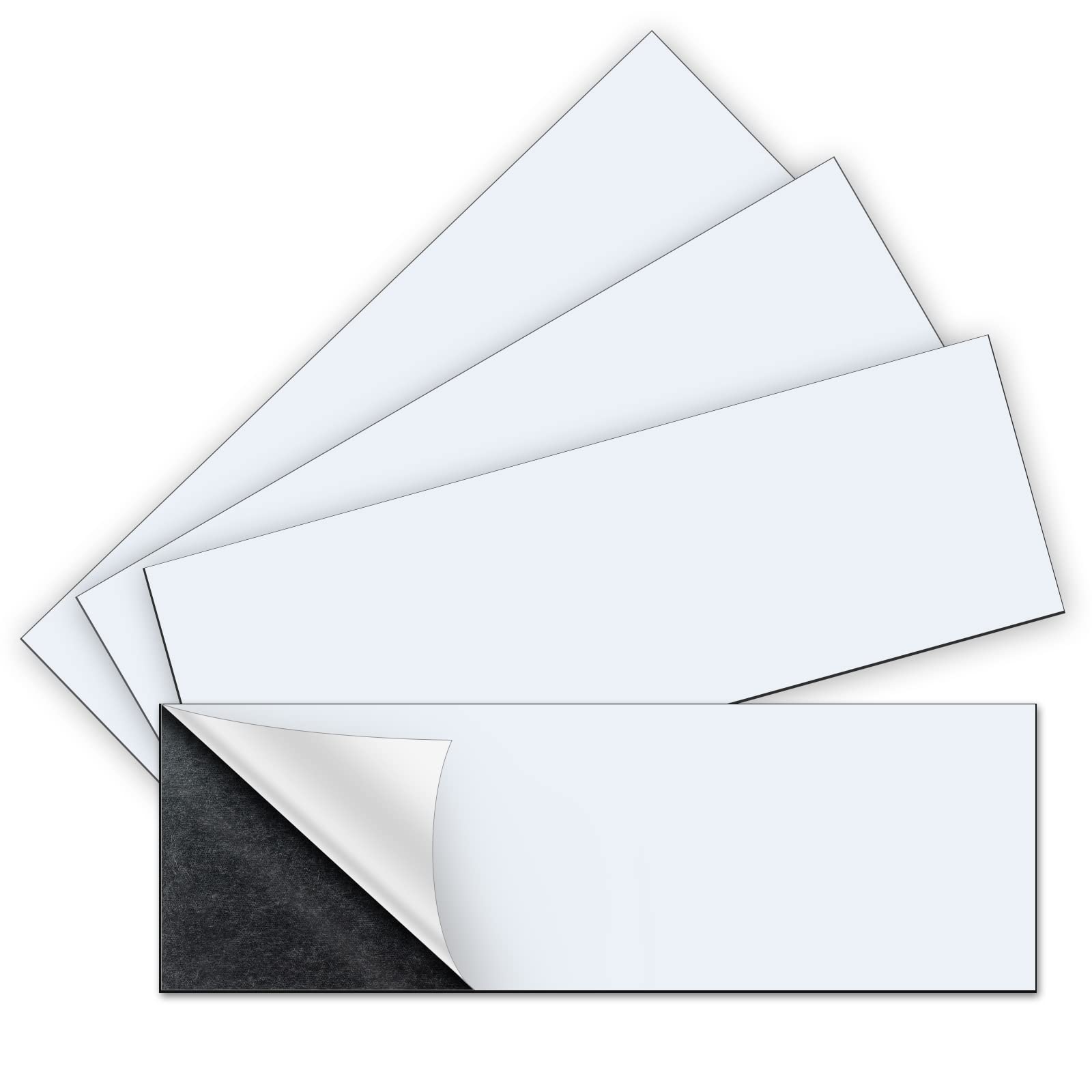 tonhui 4Pcs 12 x 4 Bumper Sticker Magnets - Flexible Magnetic Sheets with Self Adhesive, Turn Decals into Magnets, White