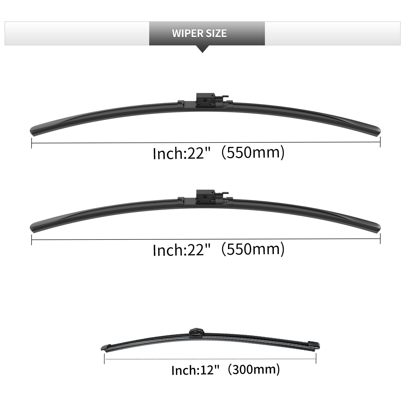 GARDIMU Windshield Wiper Blades Set - 3 Pcs Replacement for Benz GLC AMG 2020-2023, Front and Rear Wipers for GLC43 300