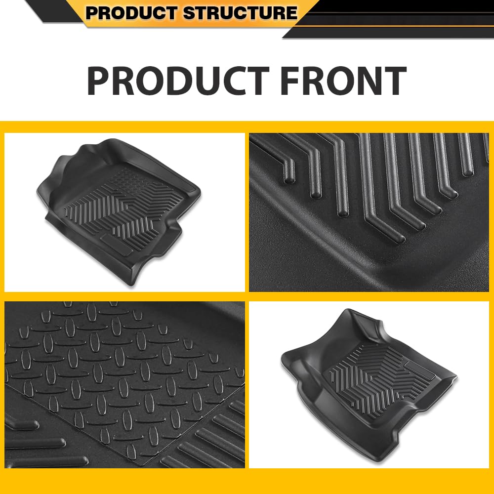 G-PLUS TPE Floor Mats Compatible with Chevy Silverado/GMC Sierra 1500 Crew Cab 1999-2006 3PCS Cargo Liner All Weather Full Cover