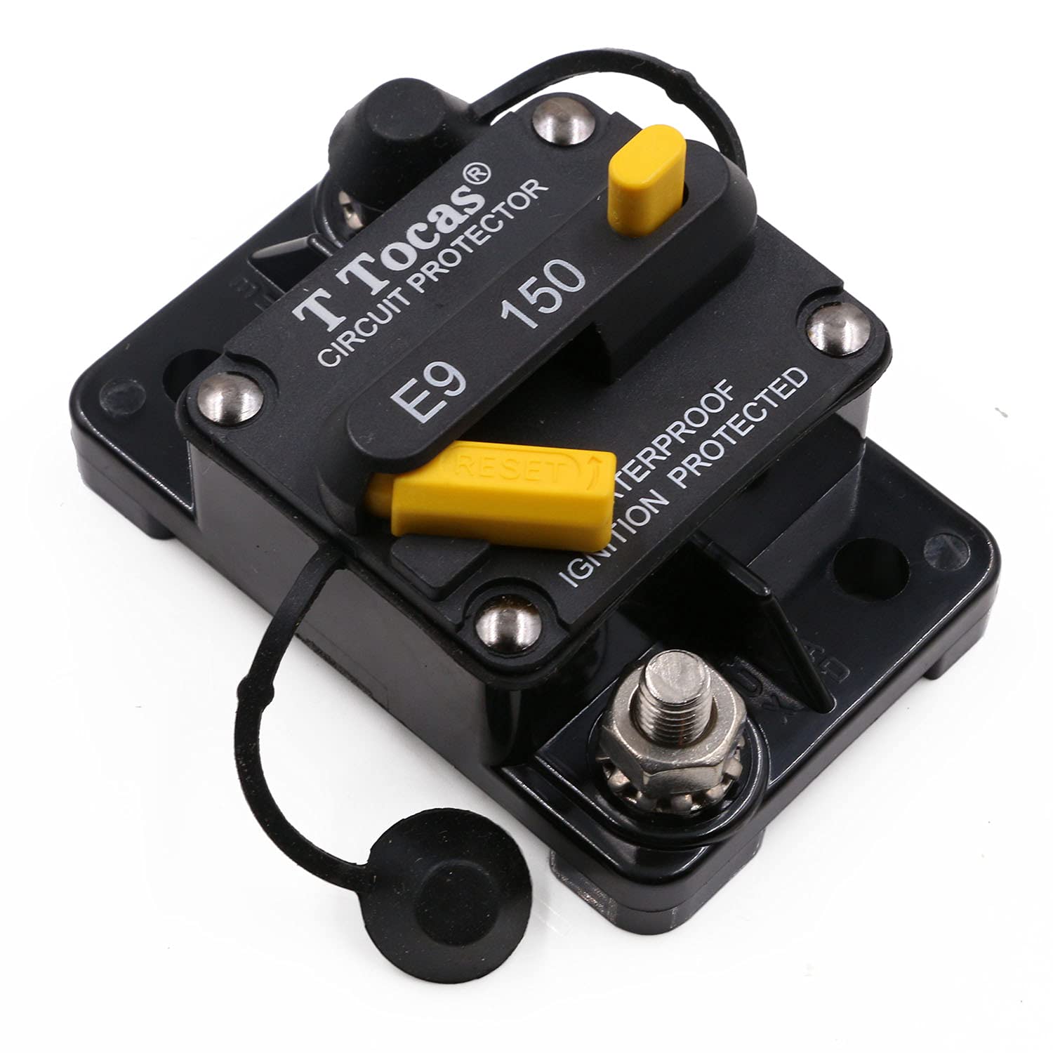 T Tocas Hi-Amp 150A Circuit Breaker with Manual Reset for Car Audio Battery Solar System 12V - 48V DC Waterproof 150 Amp Switcha