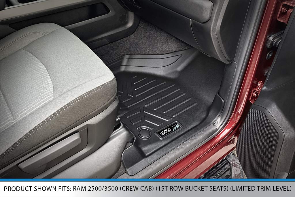 Maxliner Custom Floor Mats 2 Row Liner Set Black Compatible With 2019-2022 Ram 2500/3500 Crew Cab With 1St Row Bucket Or Bench Seats