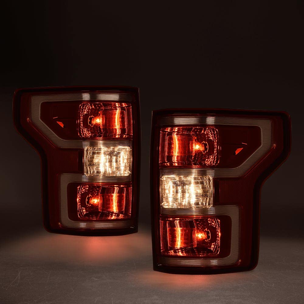 Pit66 Tail Lights Assembly,Compatible With 2018 2019 2020 Ford F150 Rear Tail Lamp Left Driver And Right Passenger Side,Red Lens
