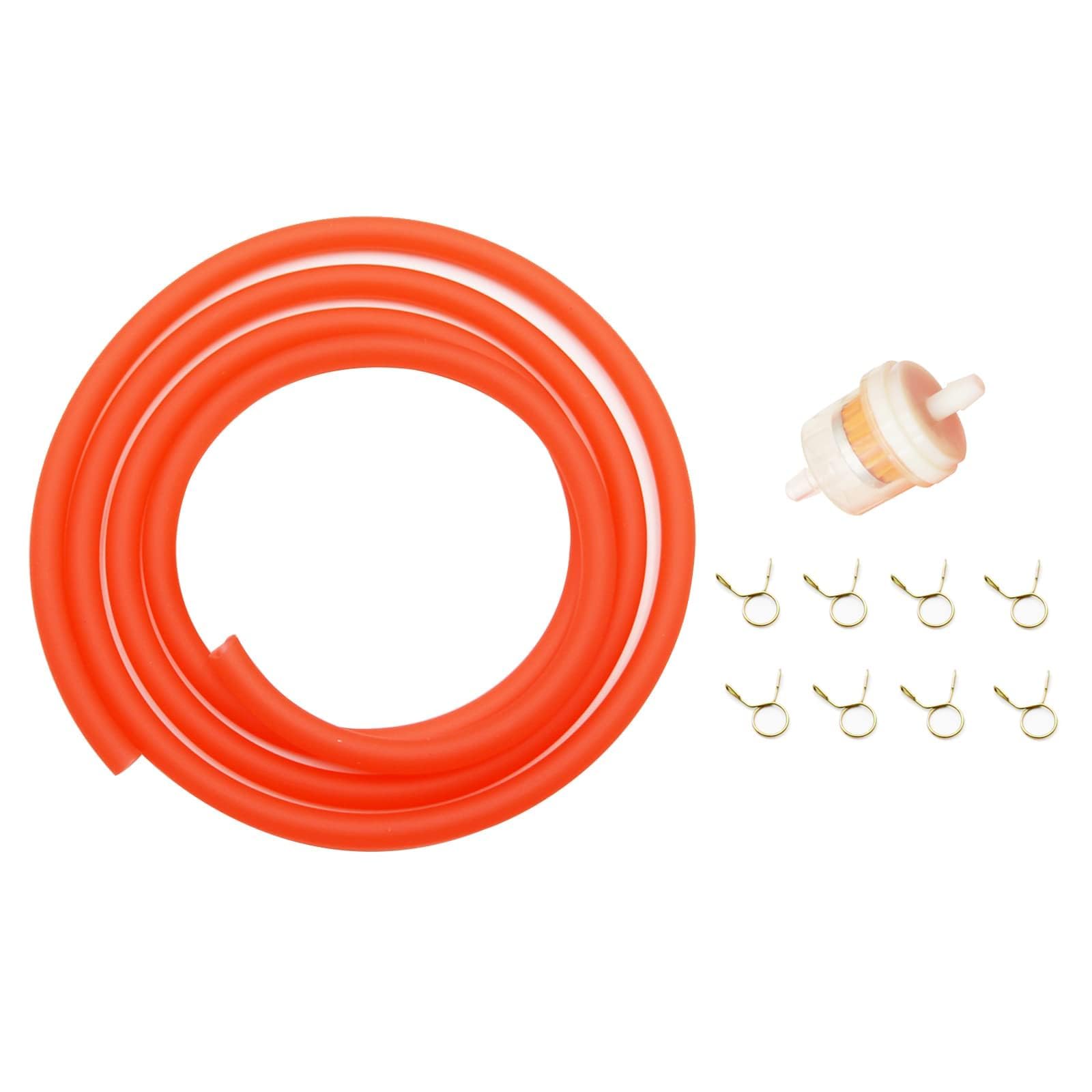 Pro Bat 0.3''/8Mm Od 0.2''/5Mm Id Motorcycle Fuel Gas Line Hose Tube With Hose Clamps Fuel Filter For Atv Dirt Bike Go Kart Mope