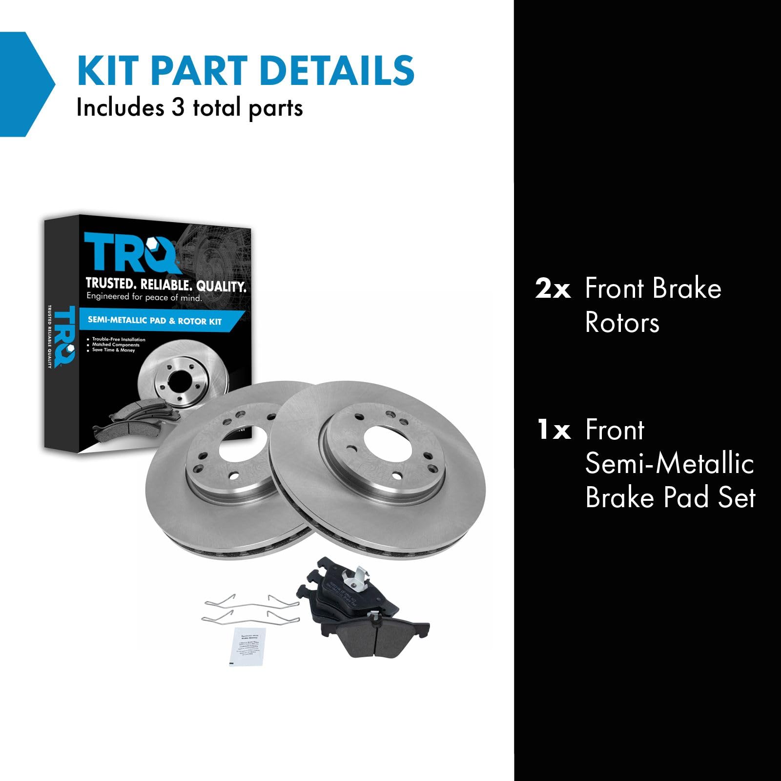 Trq Brake Pad Rotor Front Posi Semi Metallic Kit For Chrysler Mercedes Benz