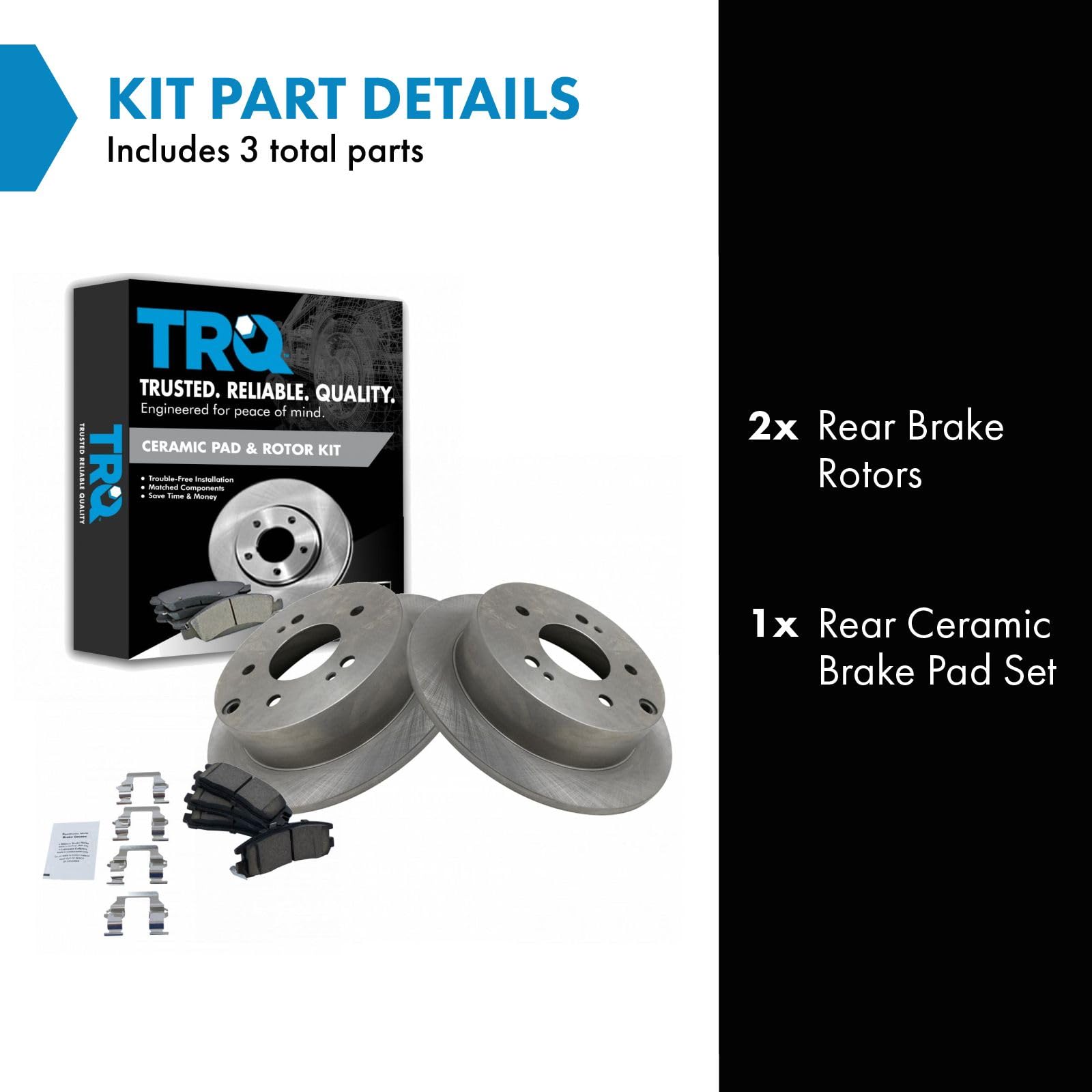 Trq Rear Brake Pad & Rotor Kit Brake Pads Brake Rotor Ceramic Compatible With 2006-2012 Mitsubishi Eclipse 2004-2012 Galant