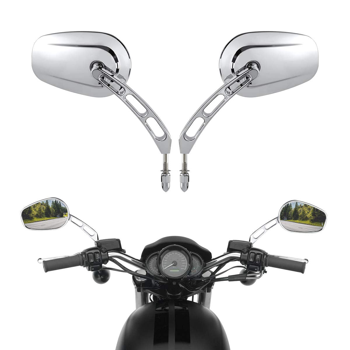 Slmoto Chrome Motorcycle Rear View Mirrors Fit For Harley Davidson Flht Flhr Road King Flhyuc Fltrx Flstc Fxdb Dyna Fxdf Flstf F