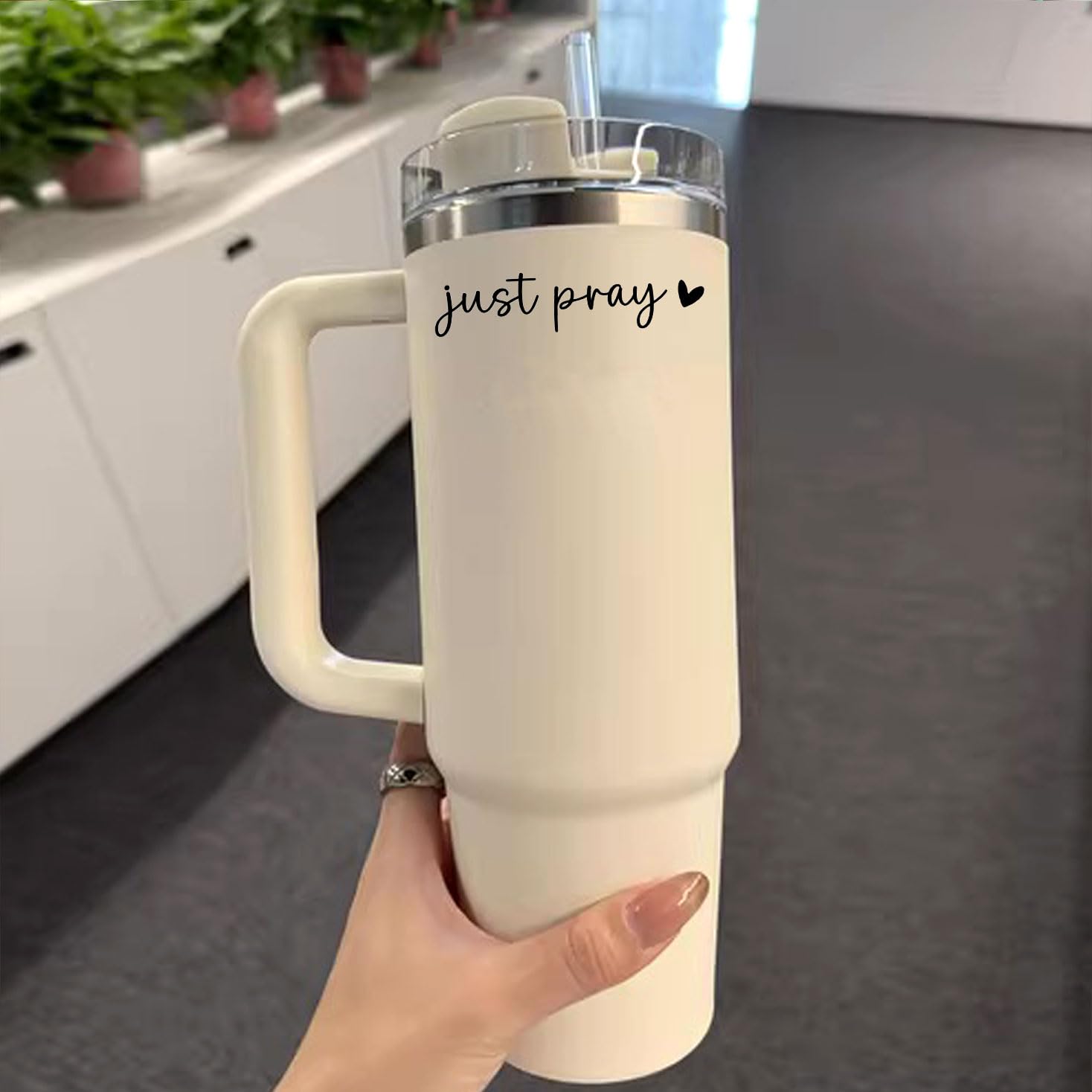 2 X Just Pray Rearview Mirror Decal Water Bottle Stickers Affirmation Reminder Sticker Laptop Bumper Sticker Tumbler Vinyl Stick