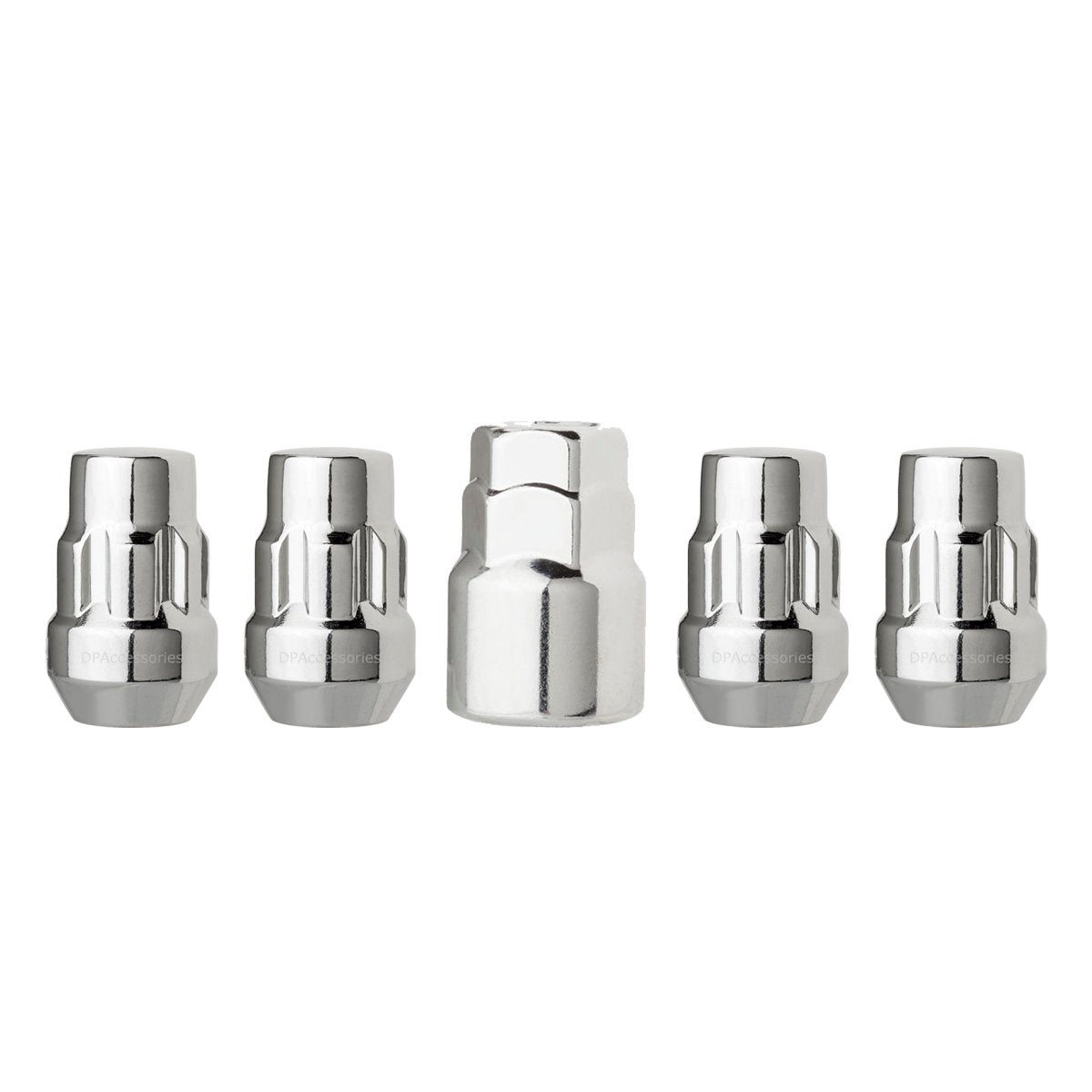 DPAccessories 7/16-20 Chrome Closed End Bulge Acorn Locking Lug Nuts Wheel Locks - 4 Pack LCB3L1HC-CH04LK4