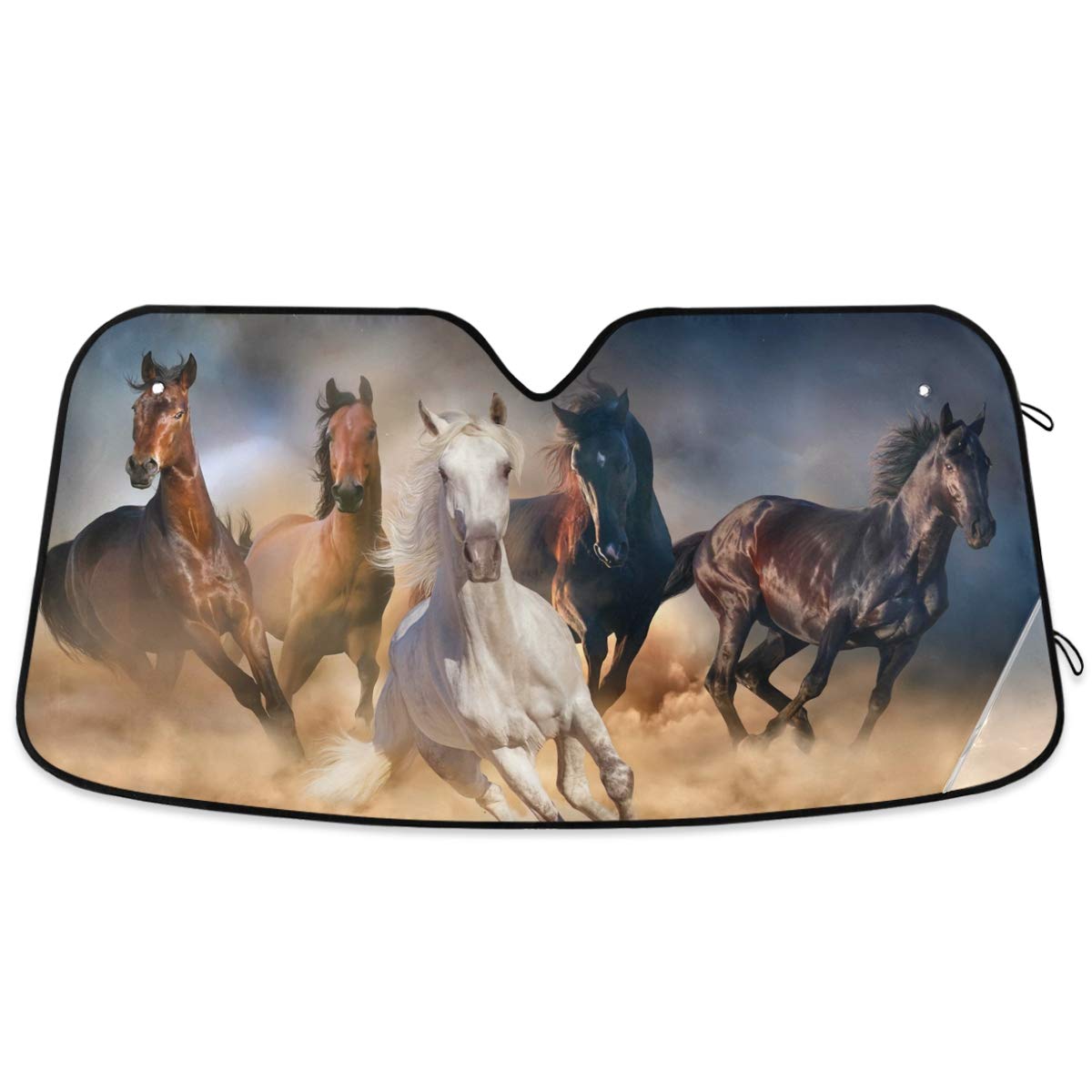 Oarencol Horse Running Car Windshield Sun Shade Cool Animals Foldable UV Ray Sun Visor Protector Sunshade to Keep Your Vehicle C