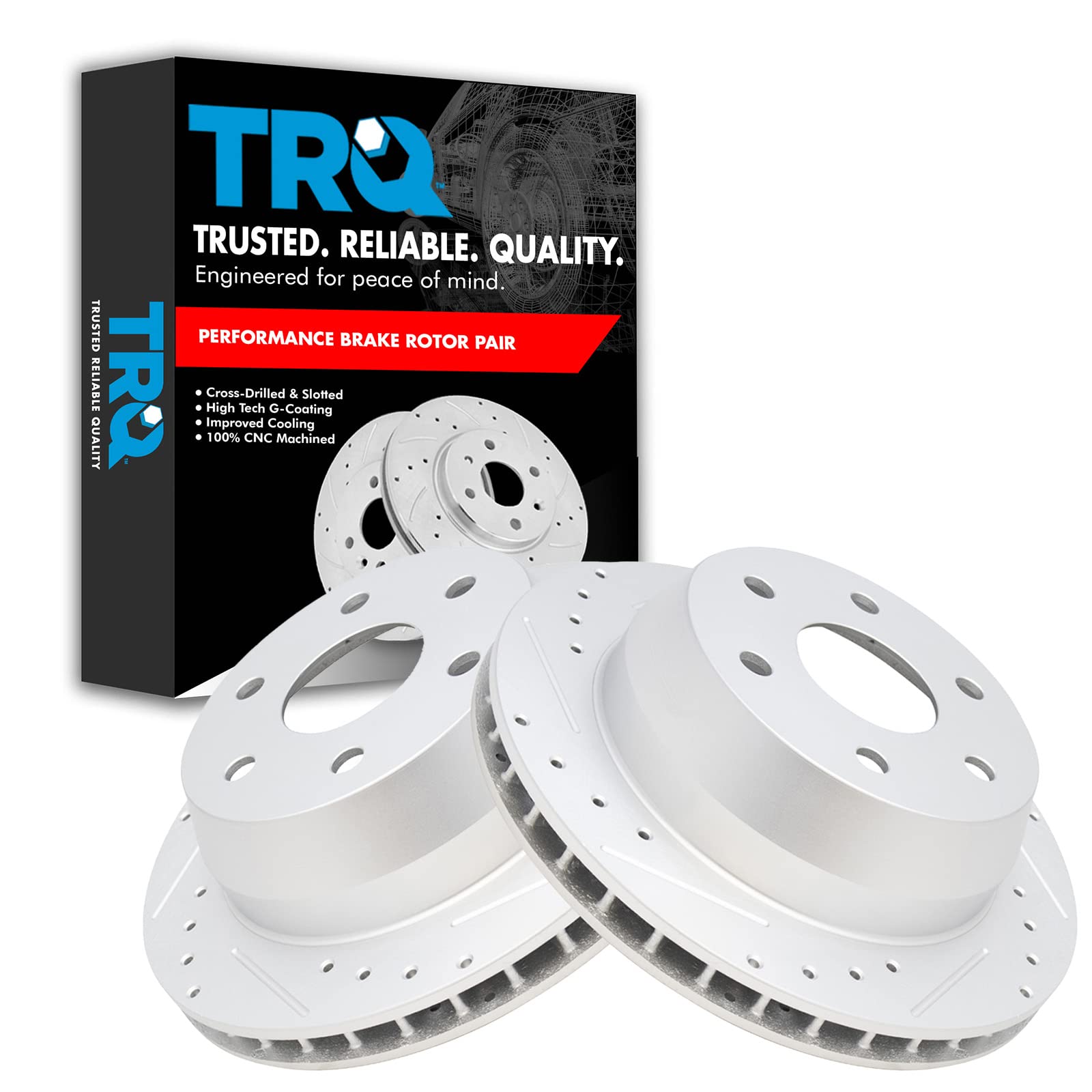 Trq Rear Performance Brake Rotor Drilled Slotted Pair Set For Gmc Chevy Cadillac Truck