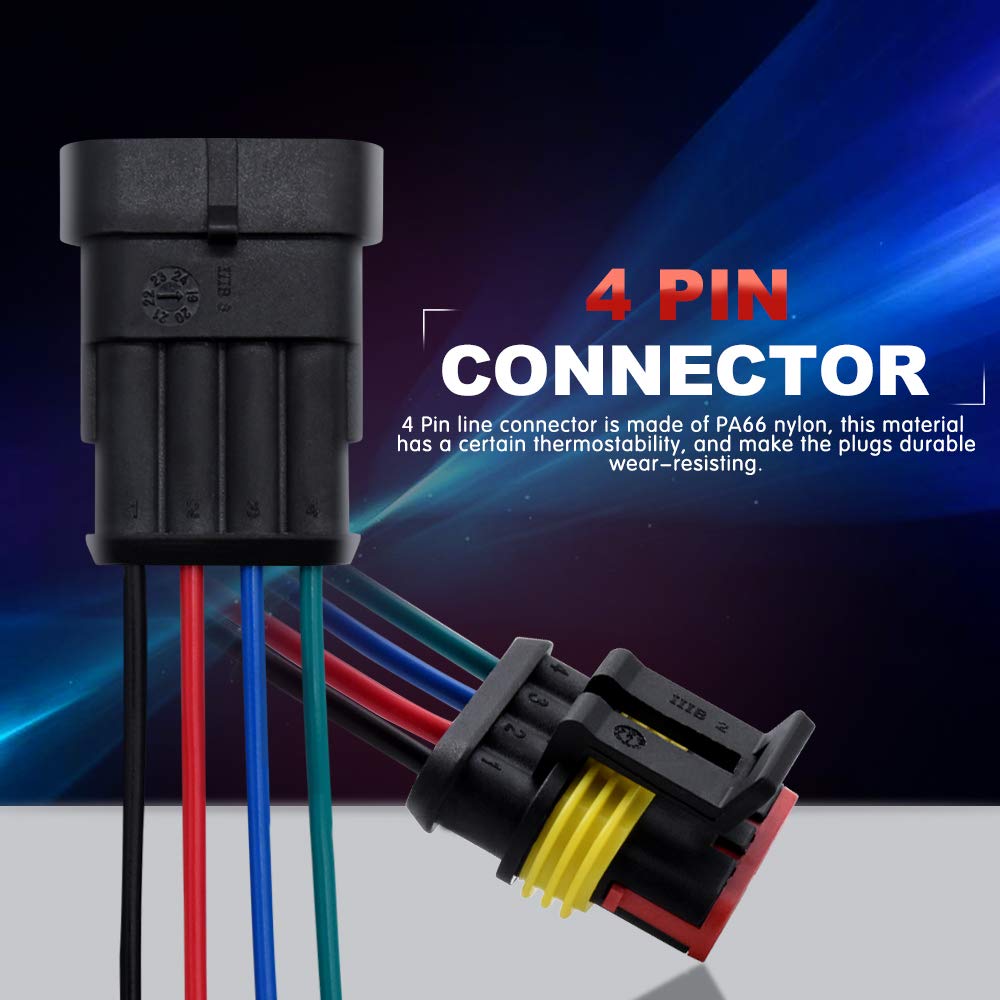 4 Pin Connector Waterproof Connector, Male And Female Way 16 Awg Wire Suitable For Car Truck, Boat And Other Wire Connection 5 K