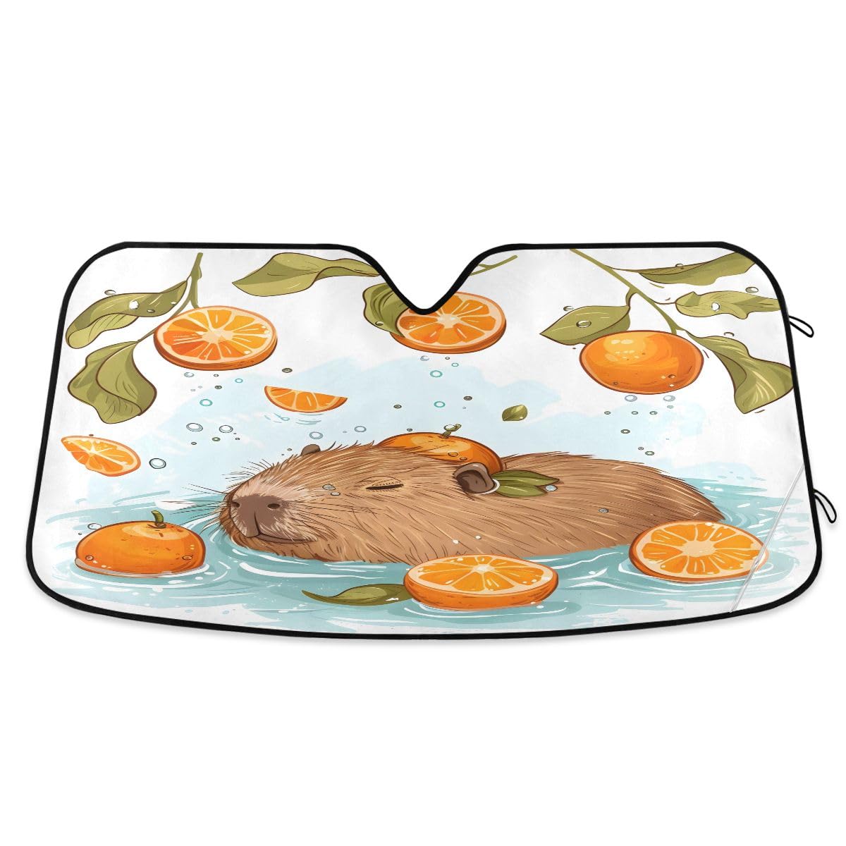 Car Windshield Sunshade Cute Capybara Swimming Pattern, Blocks Sun Visor Protector Foldable Sun Shield Keep Your Vehicle Cool, F