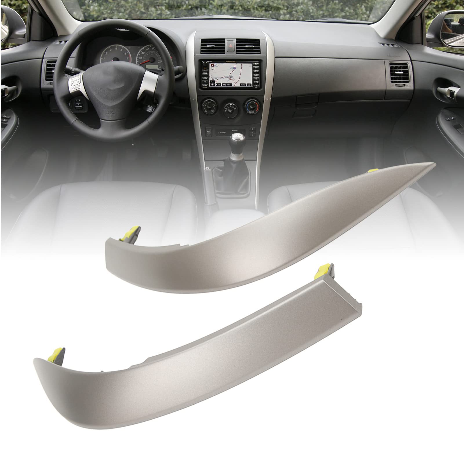 Kimiss Side Central Center Dashboard Cover, 1 Pair 55436 02330 Left And Right Side Upper Side Air Vent Pannel Strip For Corolla Central Dashboard Trim Strip