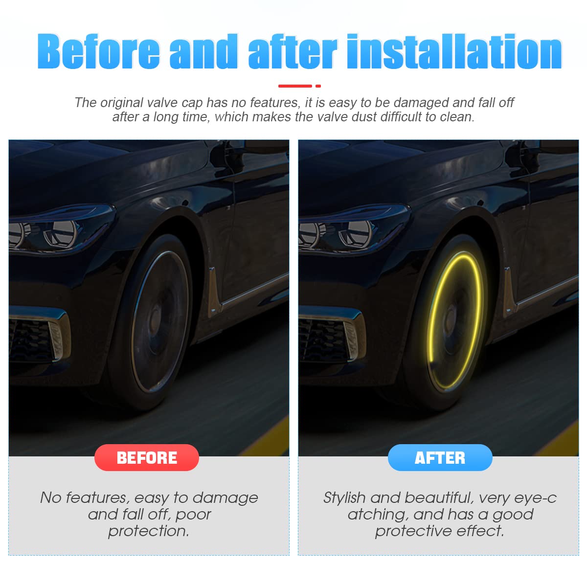 12Pcs Luminous Car Tire Valve Stem Caps, American Flag Valve Stem Caps, Universal Dustproof Corrosion Resistant Air Caps Cover,