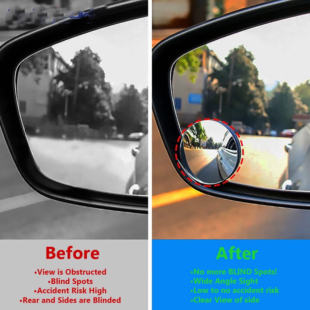 Blind Spot Mirror - 4 Pack 2'' Blind Spot Mirrors For Cars - Rust Resistant Aluminum - New Larger 2 Inch Rear View Blind Spot Mi