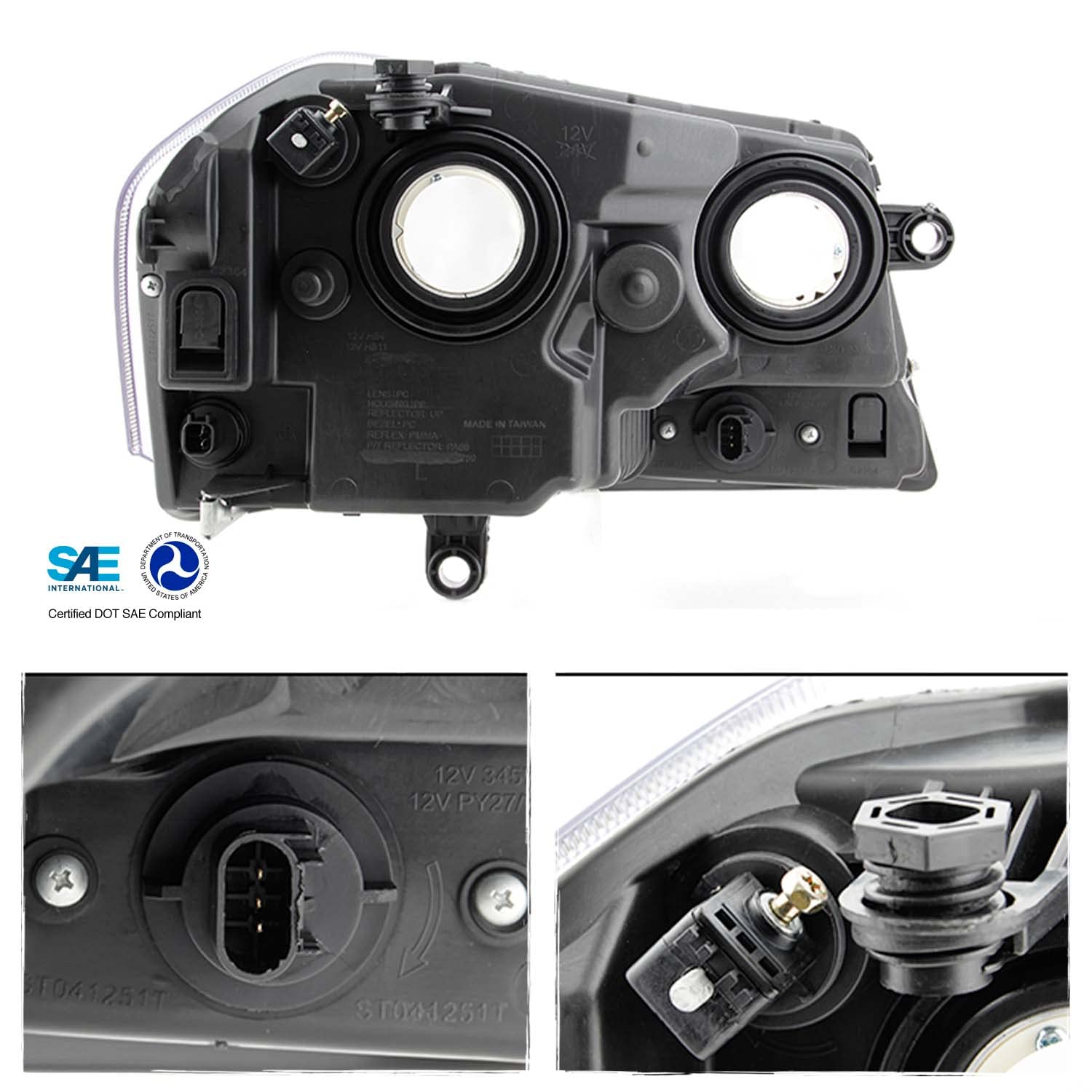 Akkon - For 08-14 Dodge Avenger Oe Replacement Black Bezel Headlights Driver/Passenger Head Lamps Pair Replacement