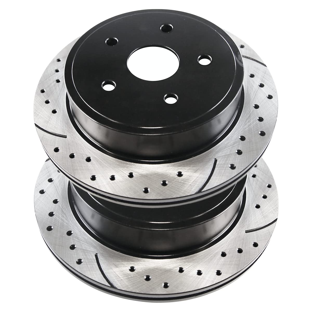 Autoshack Black Hat Drilled And Slotted Brake Rotors Front Brake Rotor Replacement Kit For 2002-2018 Ram 1500 2004-2009 Dodge Durango 2007-2009 Chrysler Aspen 3.0L 3.6L 4.7L 5.7L V8 4Wd Rwd Pr63007Lr