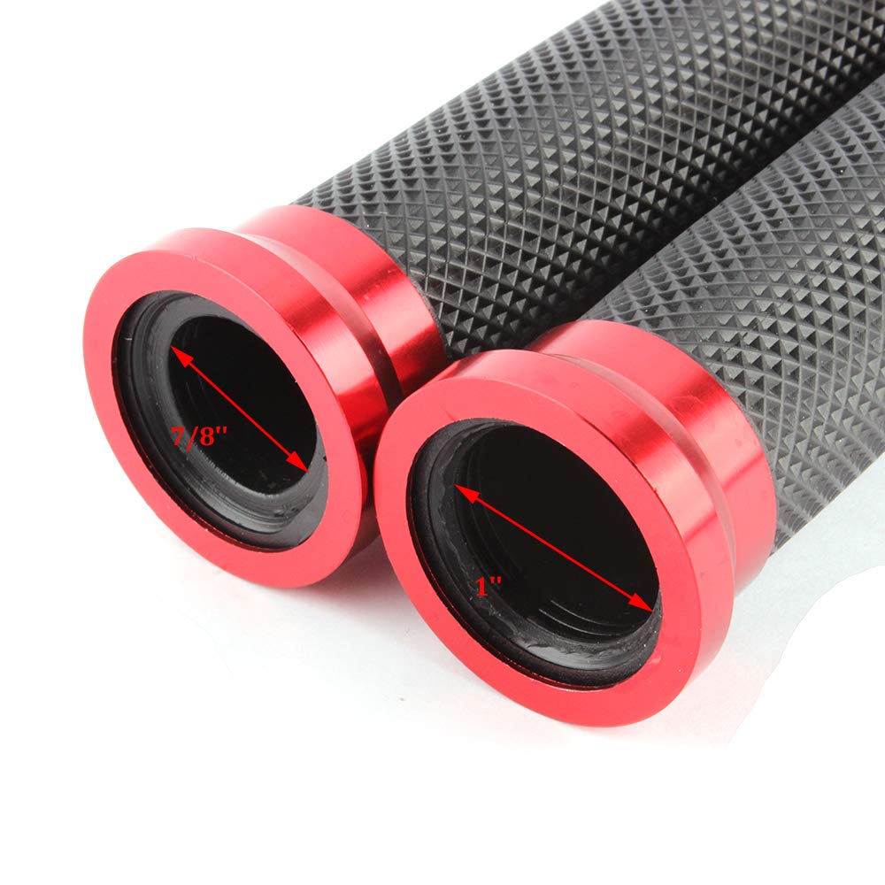 Motorcycle 7/8 '' Cnc Hand Grips Aluminum Rubber Gel Handlebar For Sport Bike(Red)