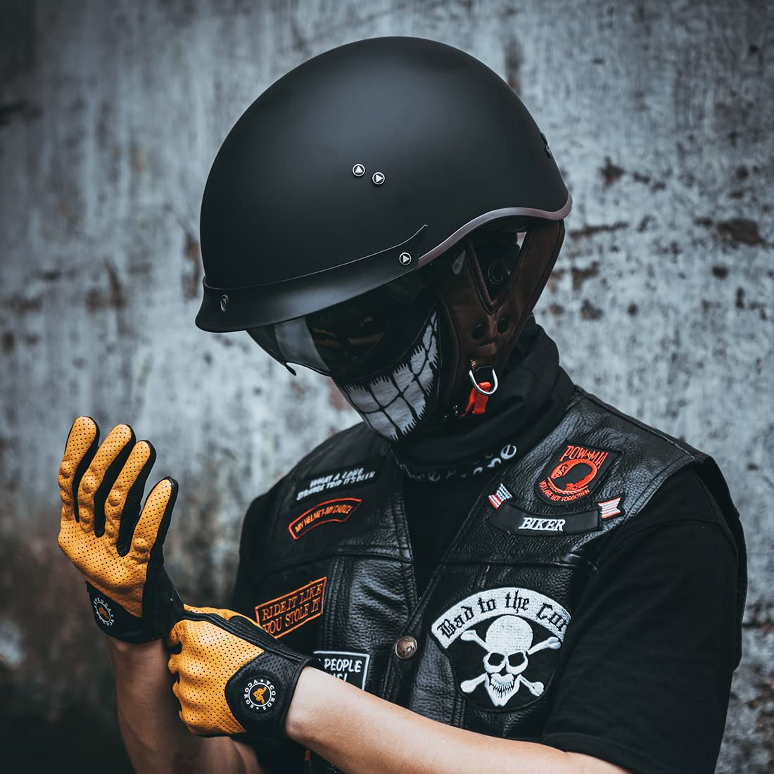 Vcoros Motorcycle Half Face Helmet Sun Visor Quick Release Buckle Dot Approved Men Women Helmets For Cruiser Chopper Moped Scoot