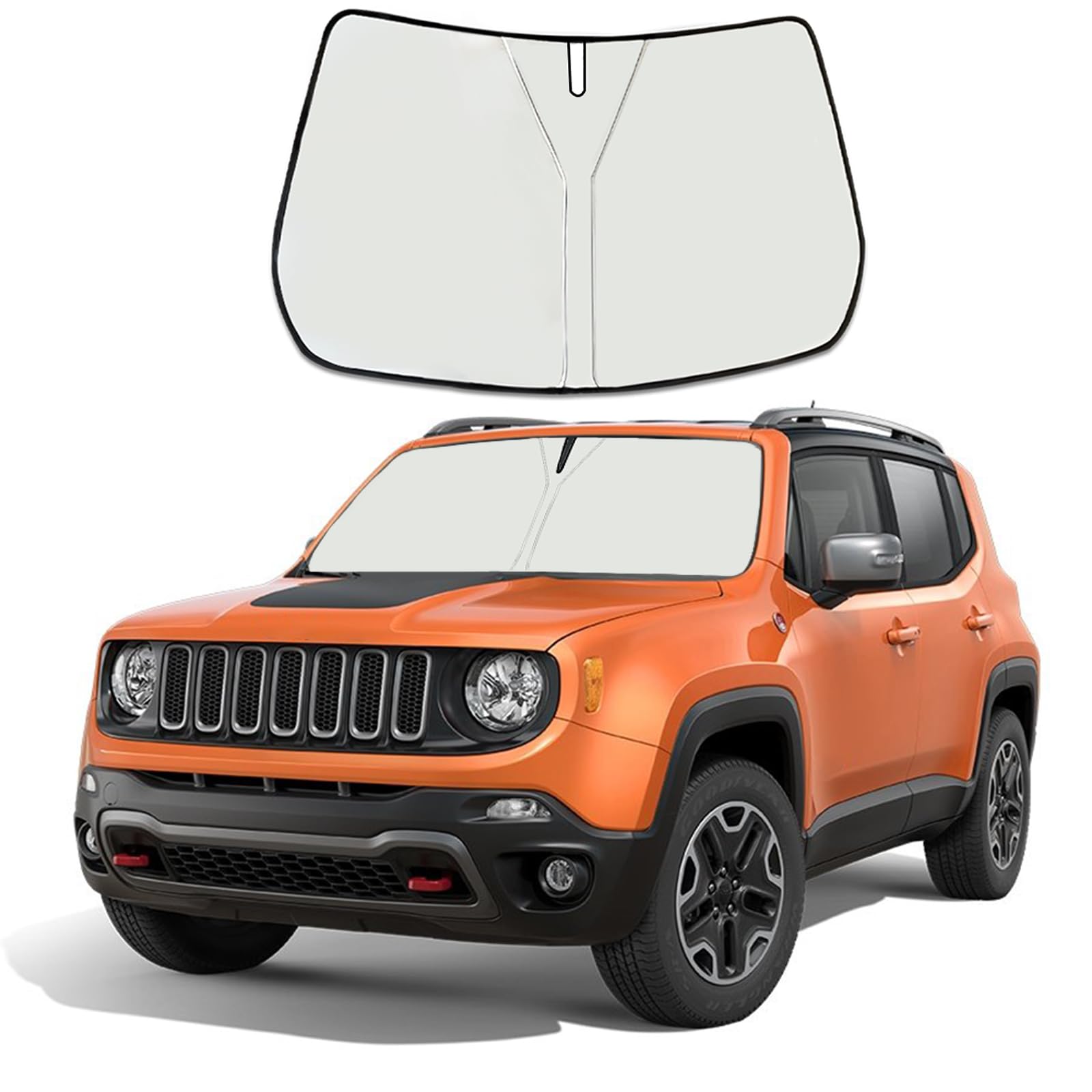 Moricere Upgrade Windshield Sun Shade For Jeep Renegade 2016-2024, Foldable Windshield Sun Visor Blocks Uv Rays