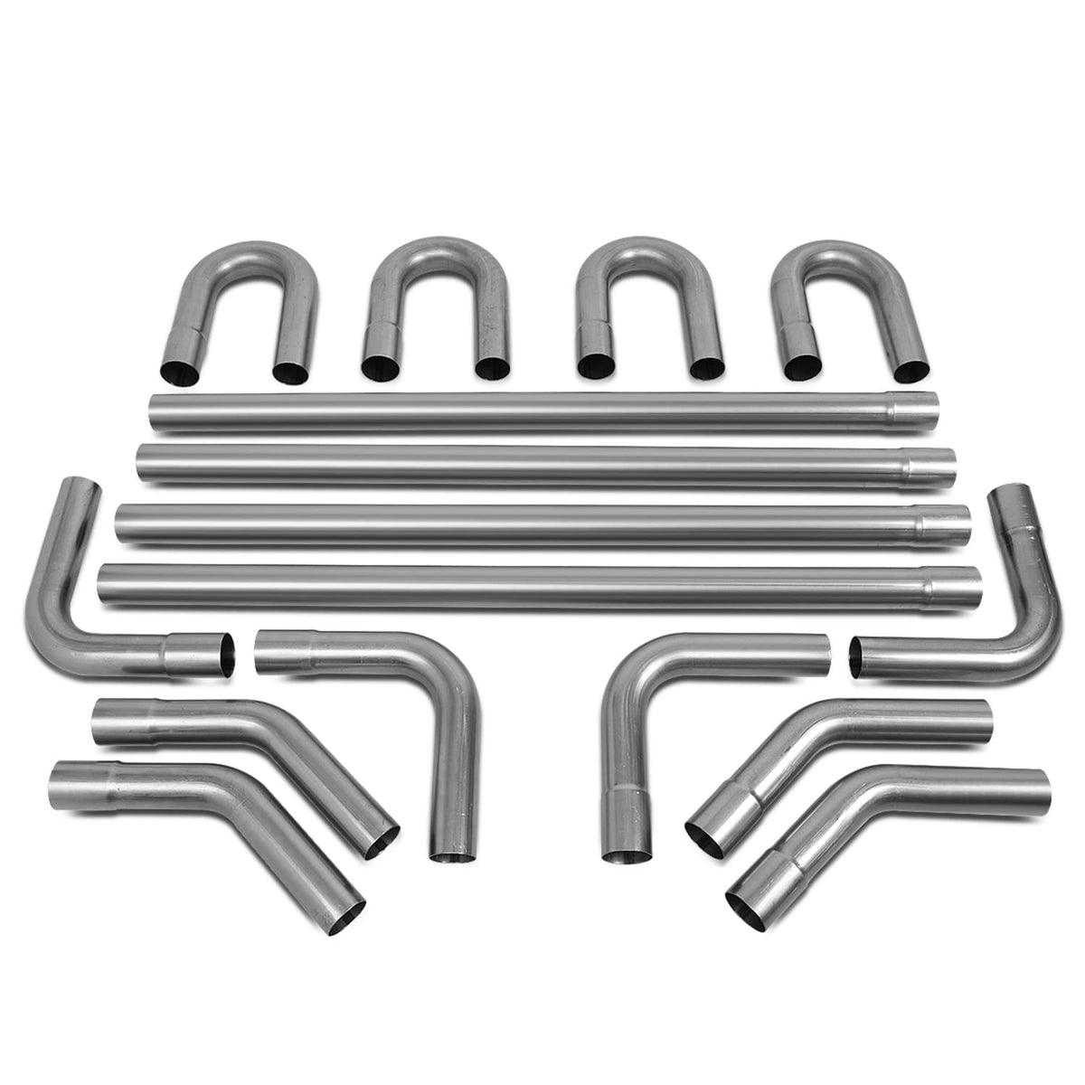 Dna Motoring Ztl-20Raw 16Pcs 2 Inches Mild Steel Diy Custom Exhaust Tubing Mandrel Bend Pipes Straight & U-Bend Kit, Universal F