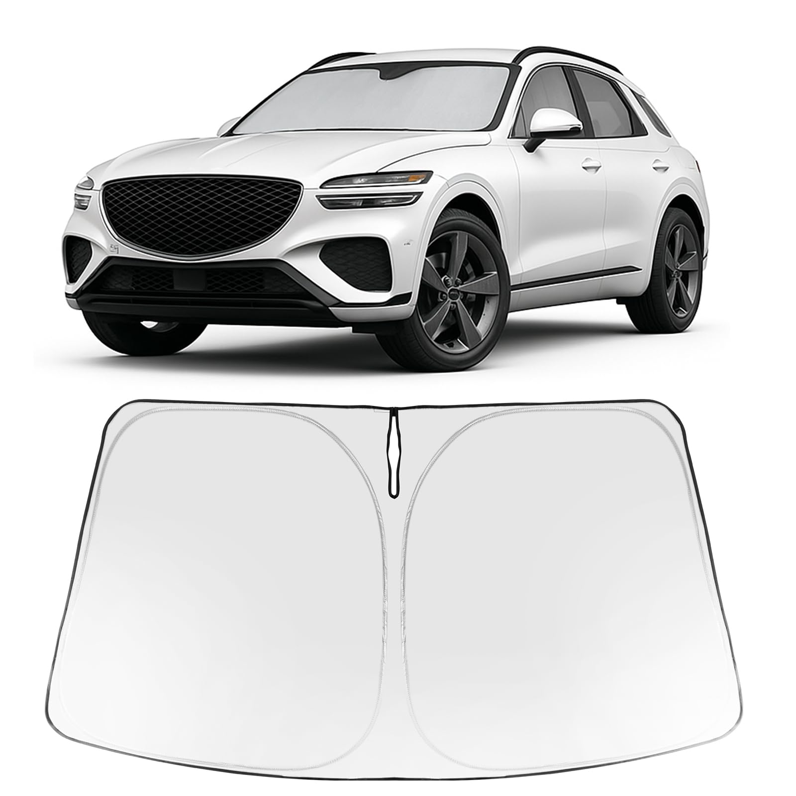 Proadsy 2025 Upgrade Windshield Sun Shade Custom Fit Genesis Gv70 2022-2025 Foldable Front Sunshade Protector Sun Visor Blocks U