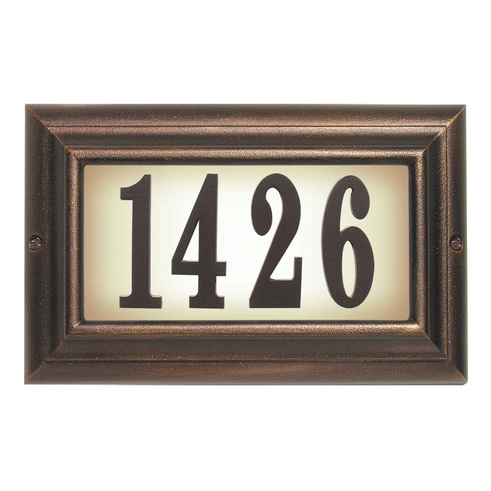 Edgewood Large Lighted Address Plaque (Antique Copper)