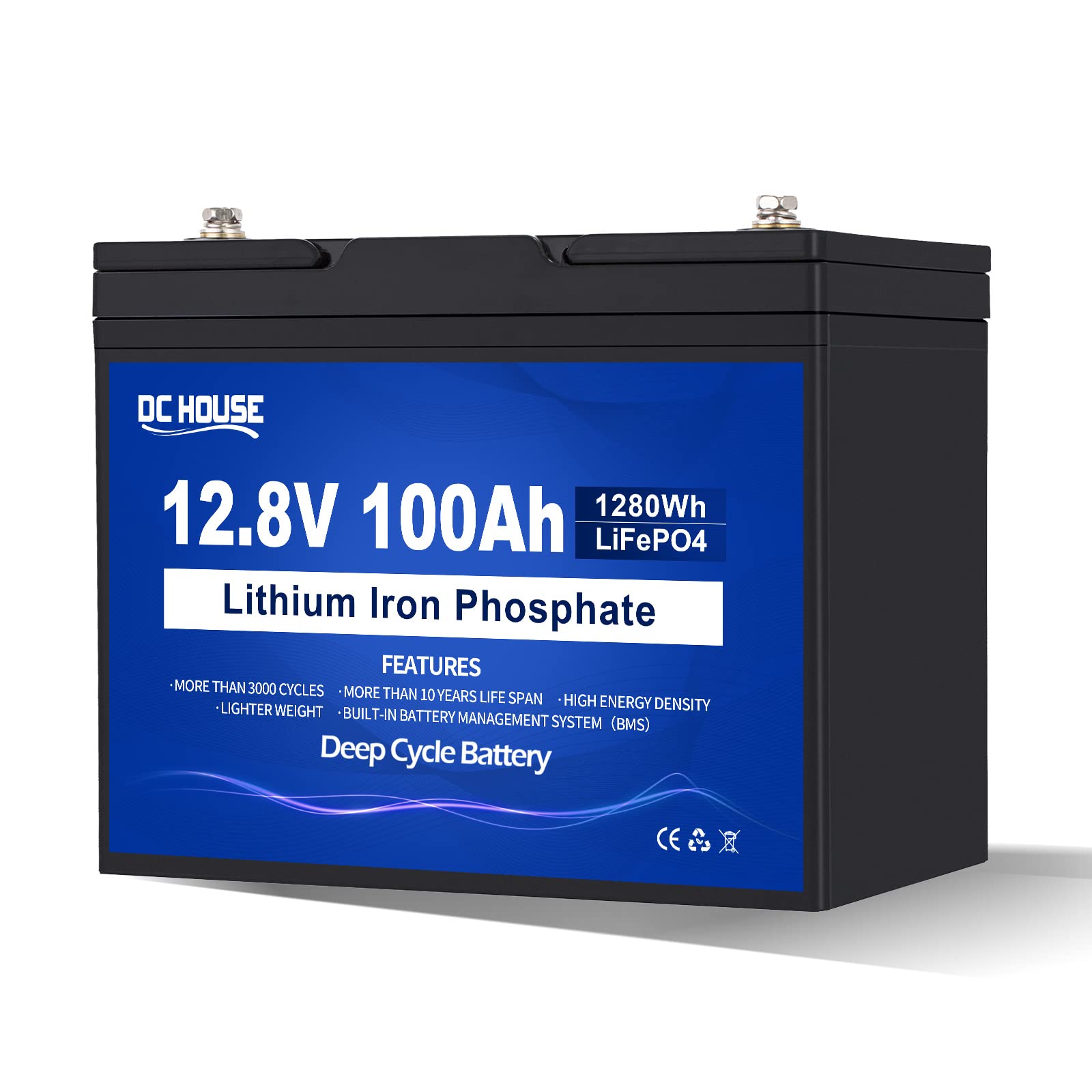 Dc House 12V 100Ah Lifepo4 Lithium Battery, Low-Temperature Cut-Off, Group 31,Built-In 100A Bms, Up To 15000 Cycles Battery For Rv, Marine, Trolling Motor, Travel Trailer, Energy Storage- Off Grid